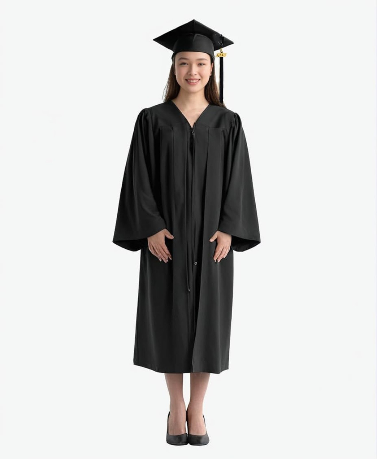 Unisex Adult Matte Graduation Cap and Gown Tassel Set Black 48