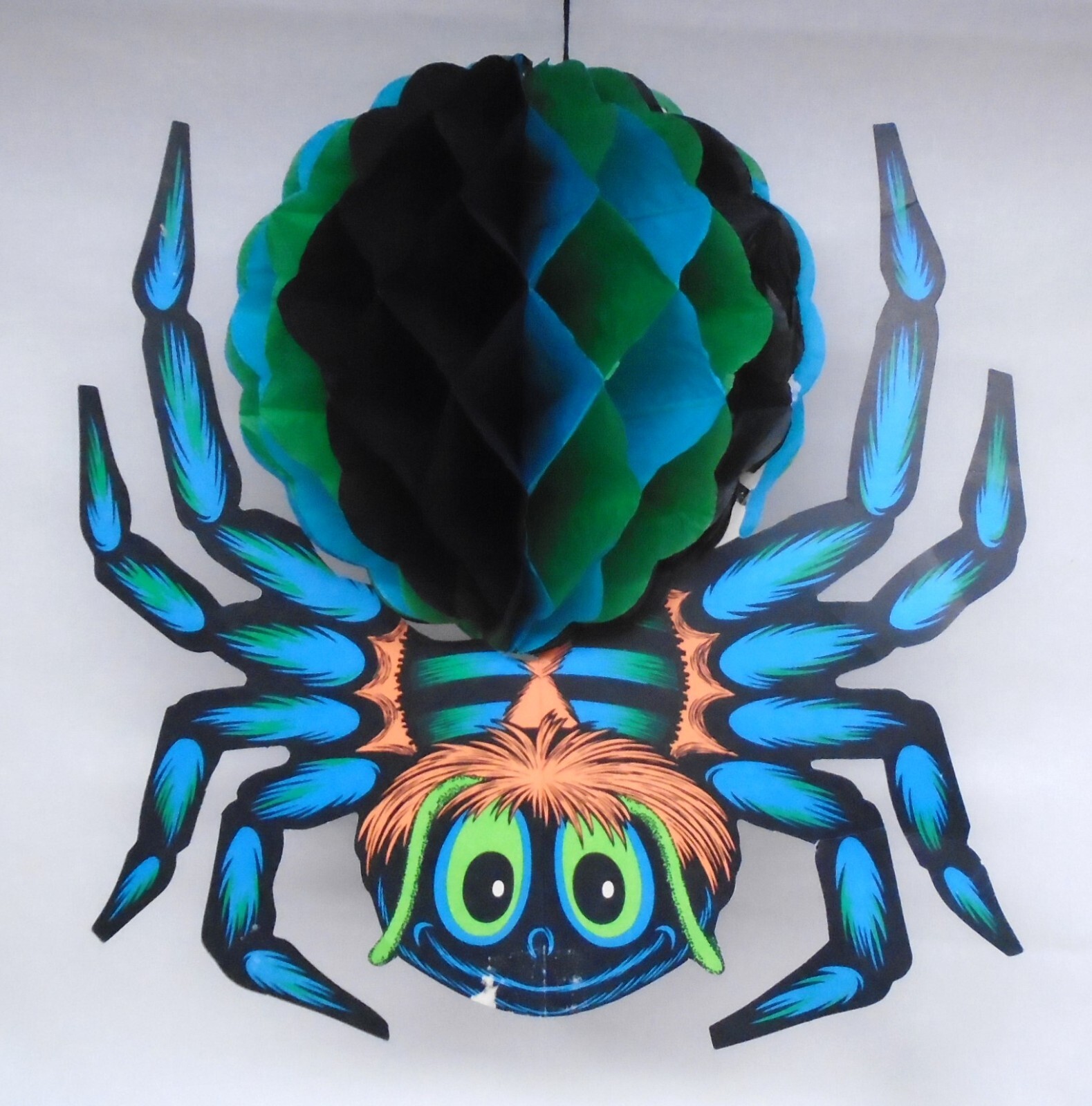 Vtg 1980 Beistle Halloween Decoration Spider Hanging Honeycomb Decoration Used