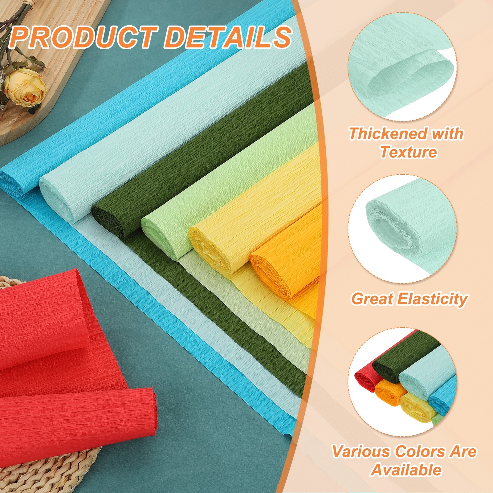 Crepe Paper 7.9ft Long 20 Inch Wide Light Blue Crepe Paper Roll