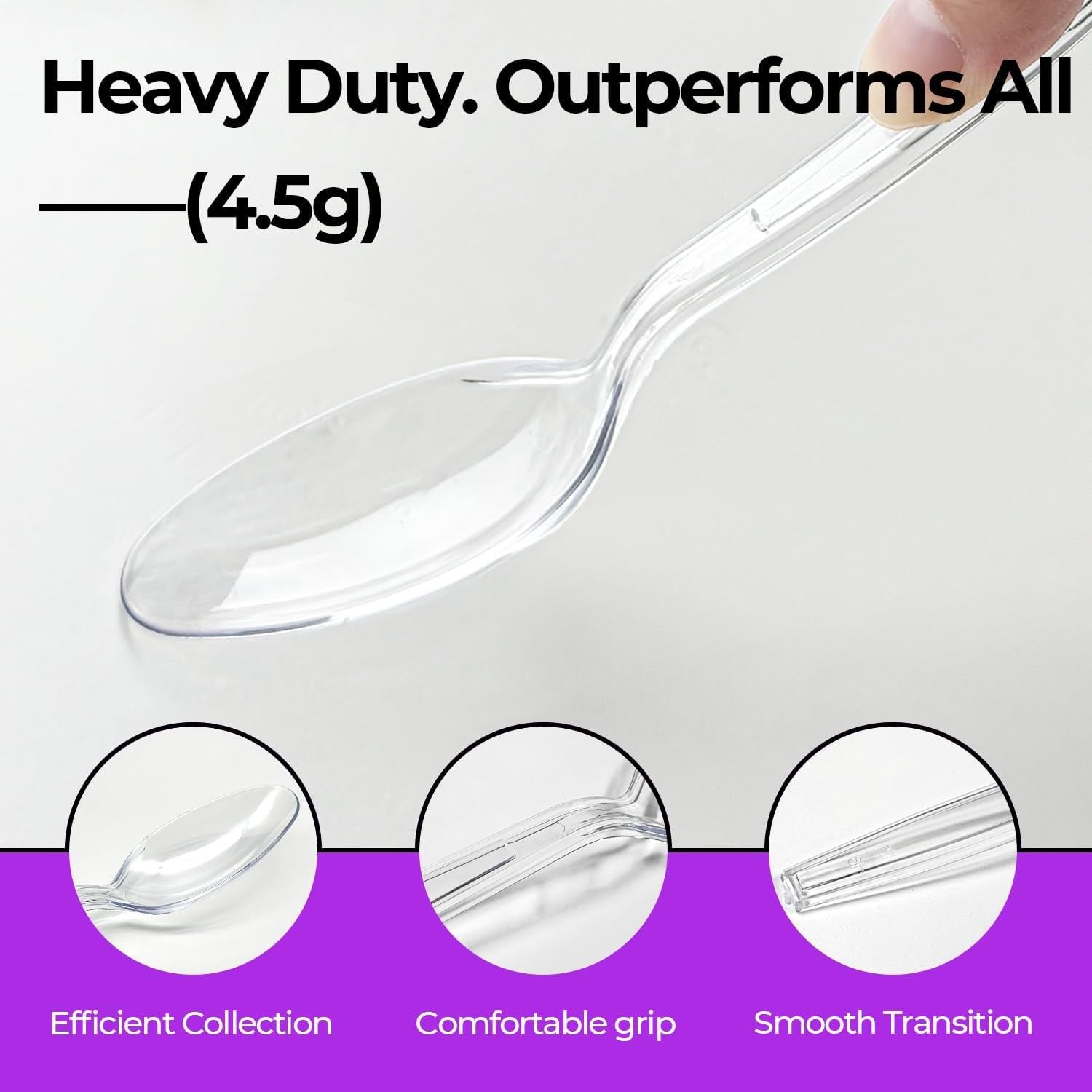 100 Count] Clear Plastic Spoons Heavy Duty Disposable Spoon Reusable Bulk