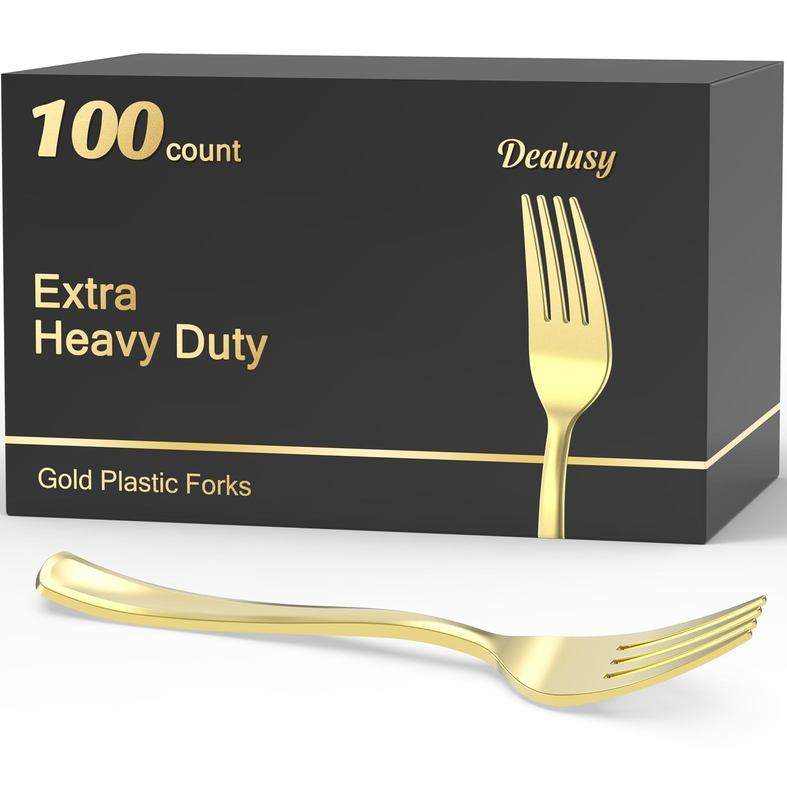 100 Count Heavy Duty Gold Plastic Forks – BPA-Free, Heat Resistant, Durable Part