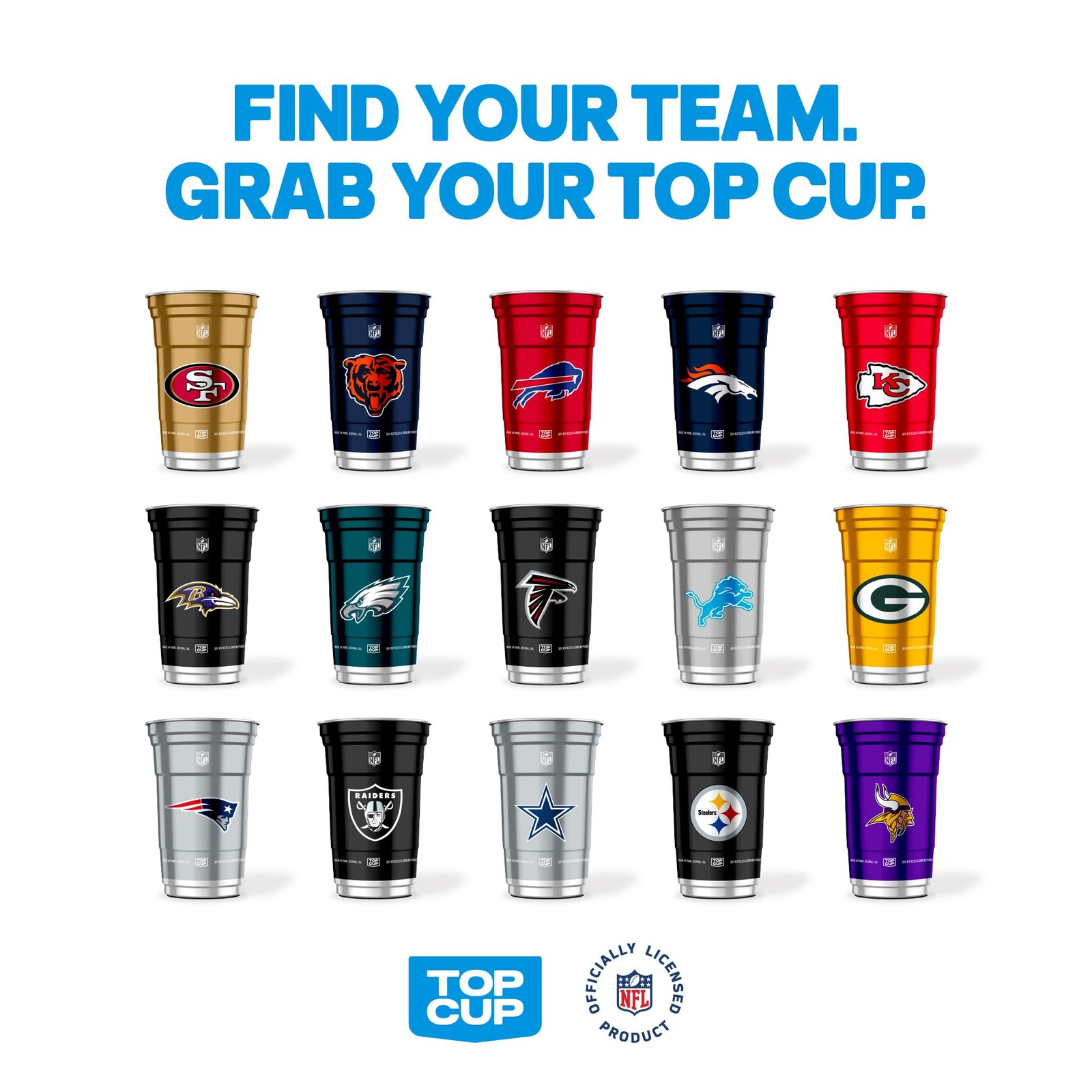 Top Cup Nfl Dallas Cowboys 20 Oz Reusable Aluminum Cups 20 Count Officially