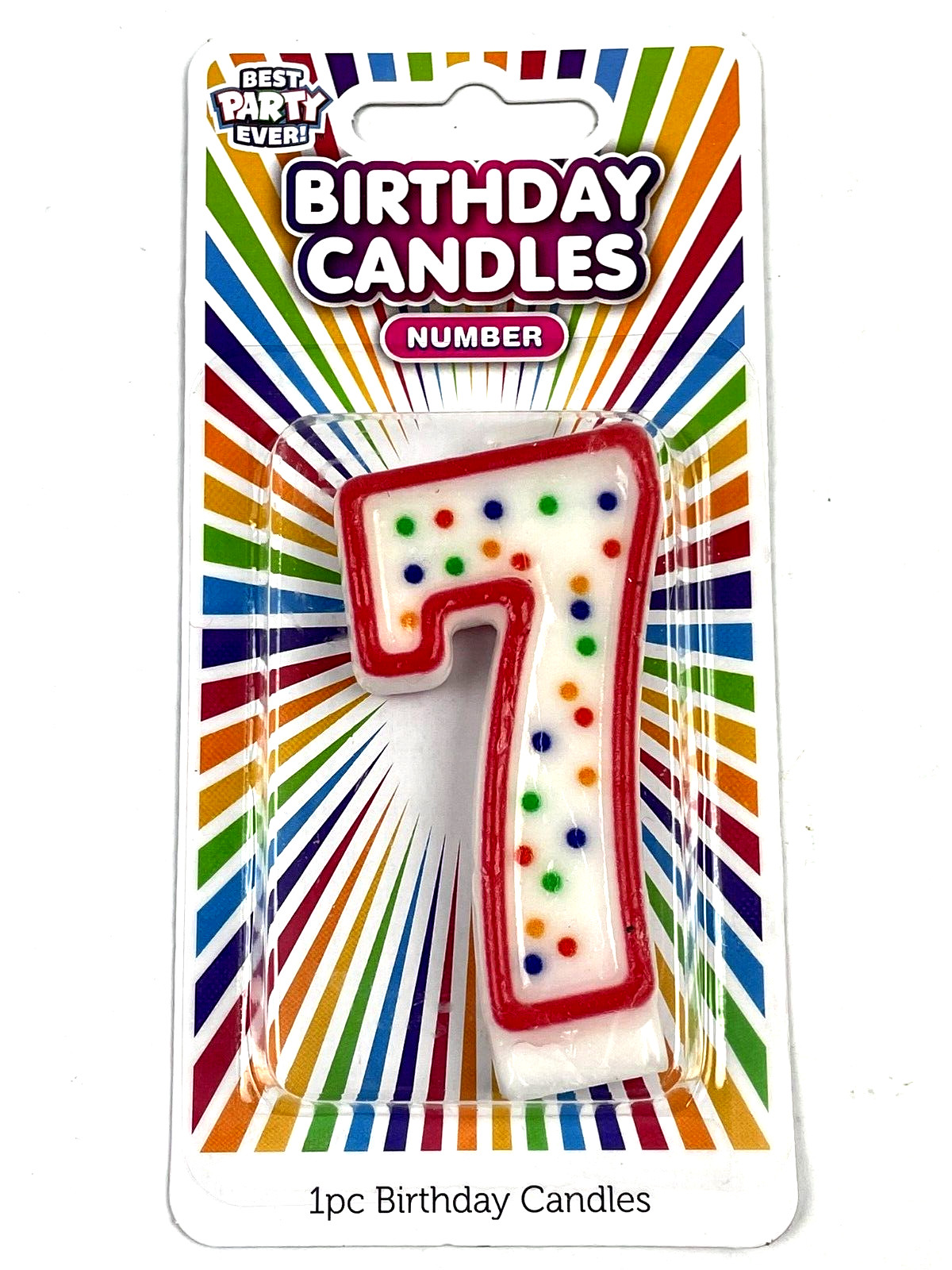 Birthday Party Candle Number 0-9 Multi Colored Candles Polka Numbers Celebration