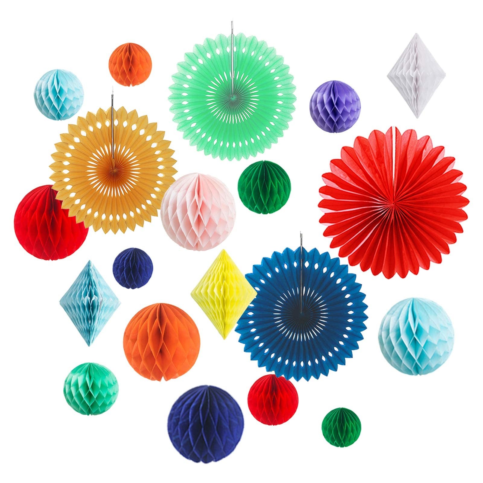 20 PCS Rainbow Multi-Color Paper Honeycomb Ball Decoration Kit Party Decor
