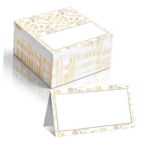 100Pcs Gold Leaf Name Place Cards for Table Setting | Gold Place Cards