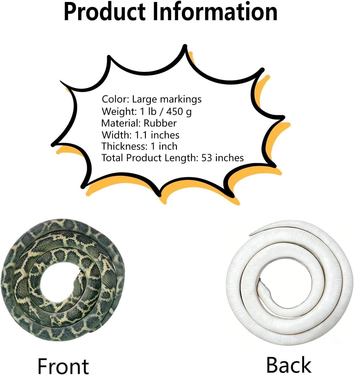 53″ Rubber Snake Realistic Fake Snakes Prank Toy to Keep Birds Away Scare Lar…