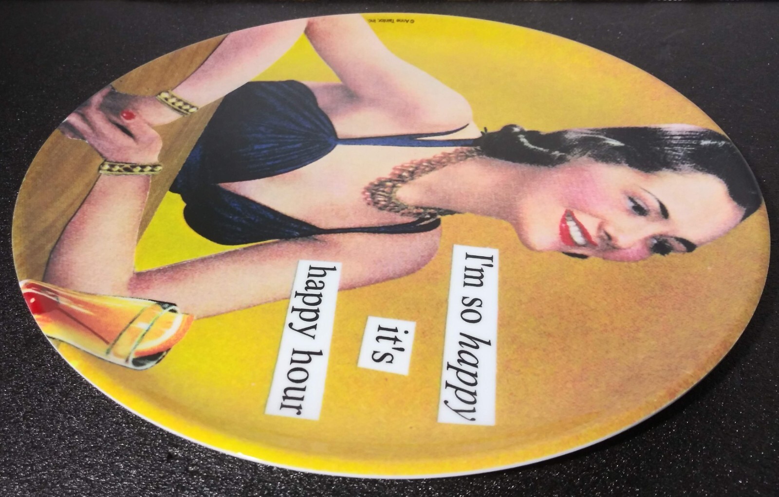 Set of 2 Anne Taintor Retro Cocktail Hour Melamine Plates Happy Hour 7.5″