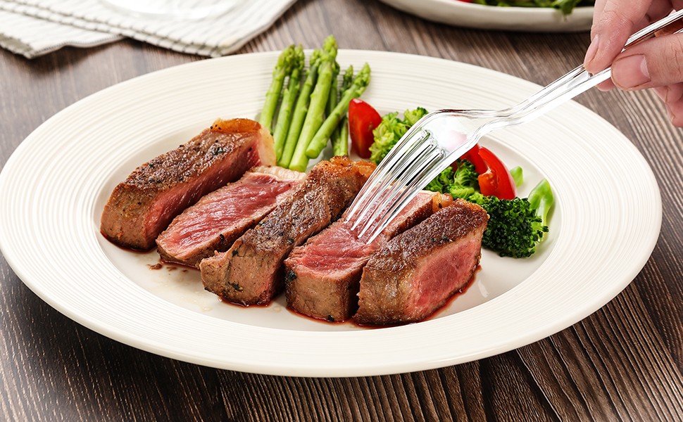 400 Count] Heavy Duty Plastic Forks, Premium Disposable Clear Forks, Durable