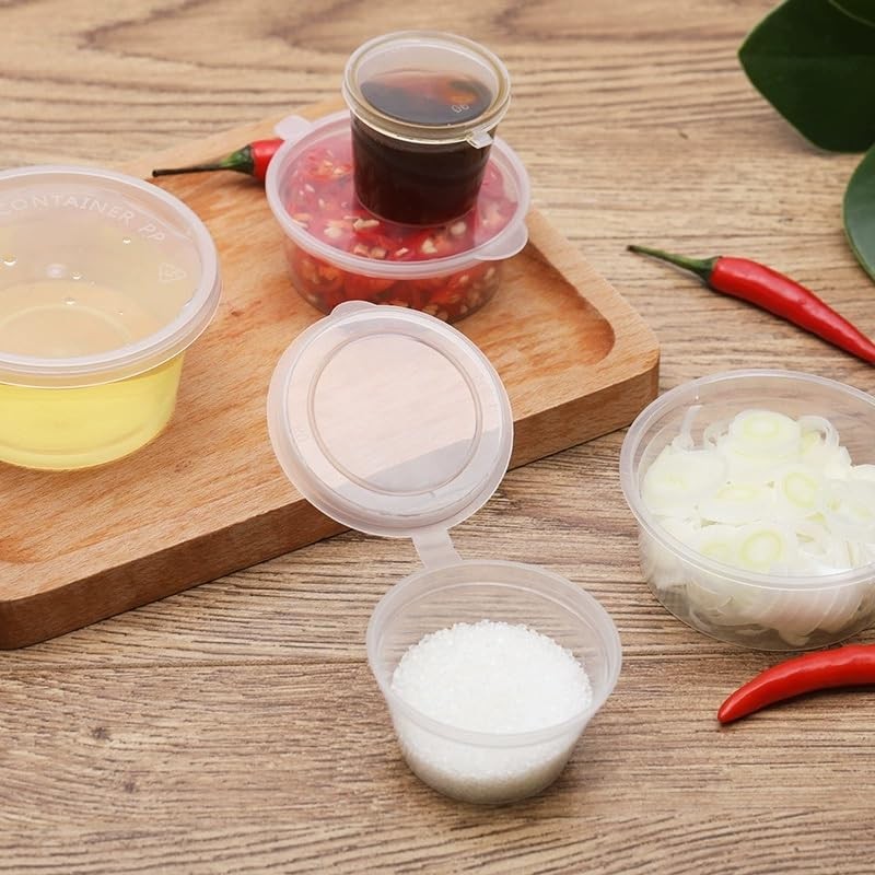 50 Pieces Small Sauce Containers Plastic Cups,Reusable Condiment Cups,Souffle…