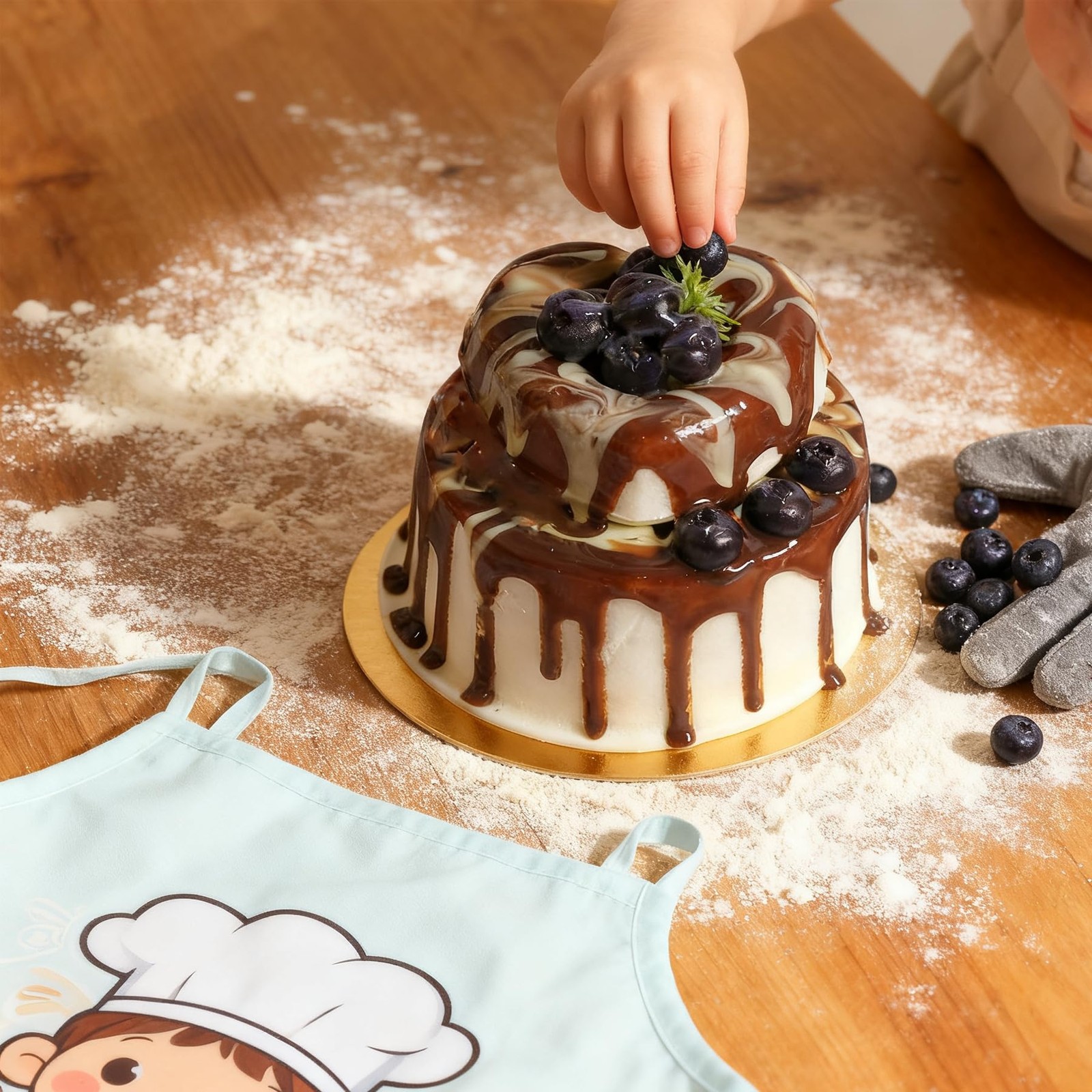 Fake Cake Dessert Artificial Cream Chocolate Jam Blueberry Food Model Prop