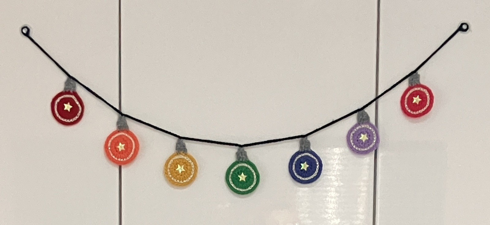 🌈 Rainbow Christmas gift Baubles Bunting Hand Crochet window camper gift
