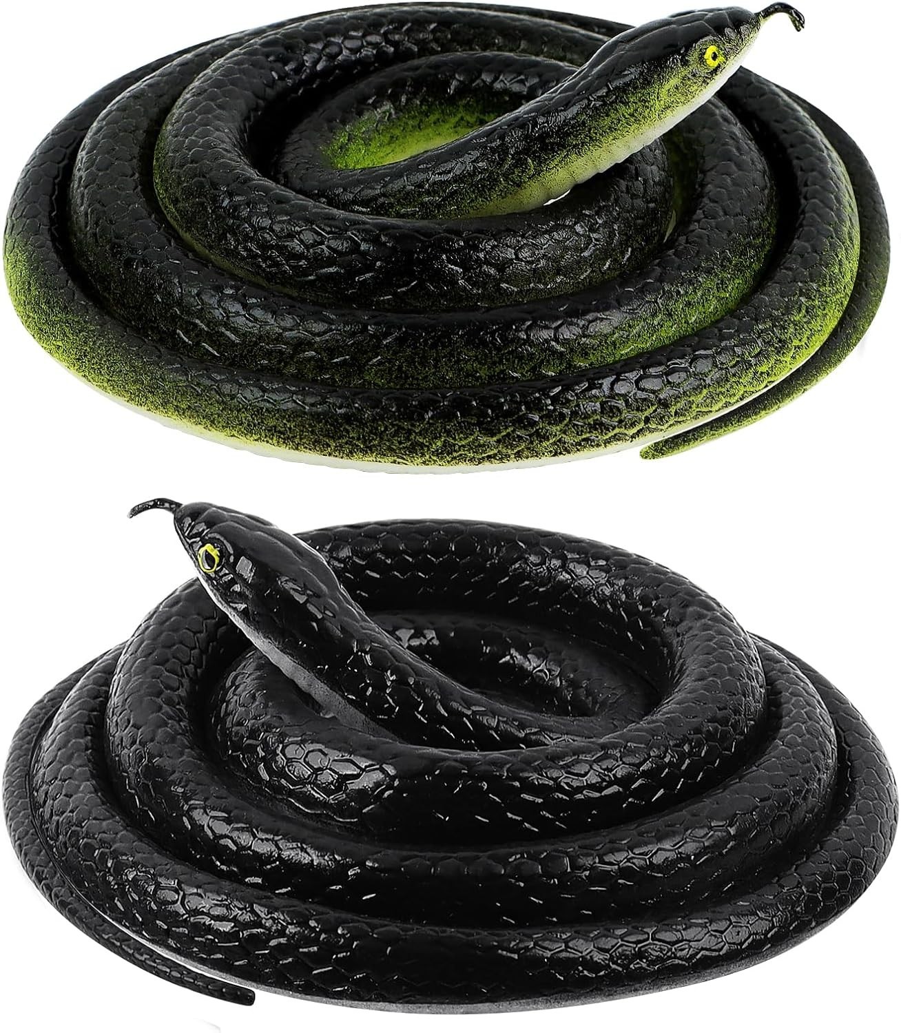 Realistic Rubber Snake, 2Pack Fake Snake Rubber Snakes Keep Birds Away,