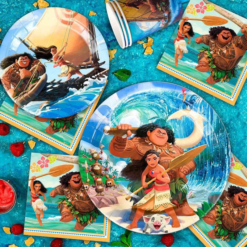 115 Pcs Moana Party Decorations and Tableware Set Tablecloth Backdrop Banner