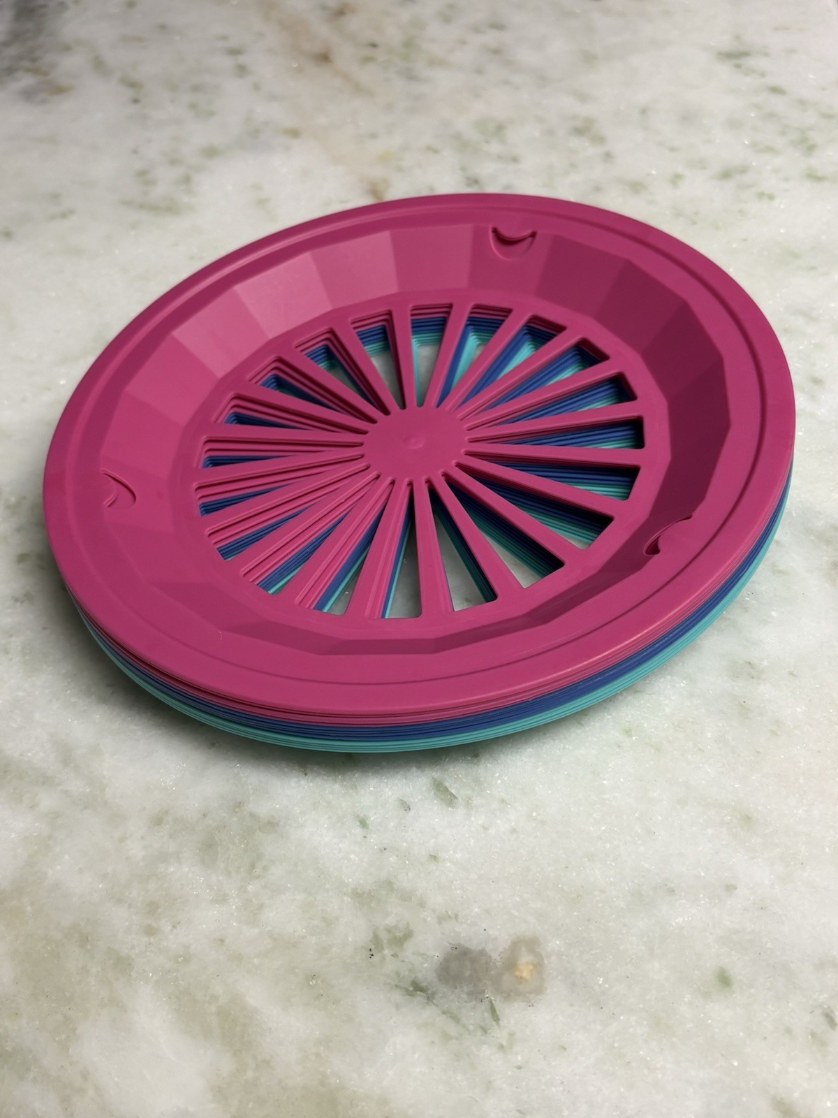 12 Pc Reusable Plastic 9” Paper Plate Holders, Blue Teal Pink