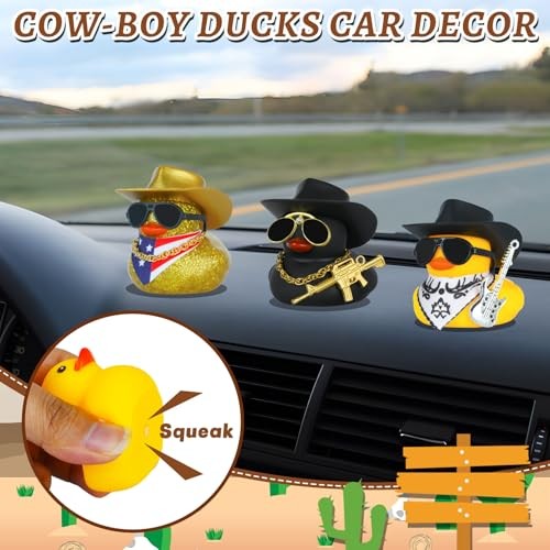 Car Rubber Duck with Mini Guitar Accessories for Jeep Ducking With Mini Guitar