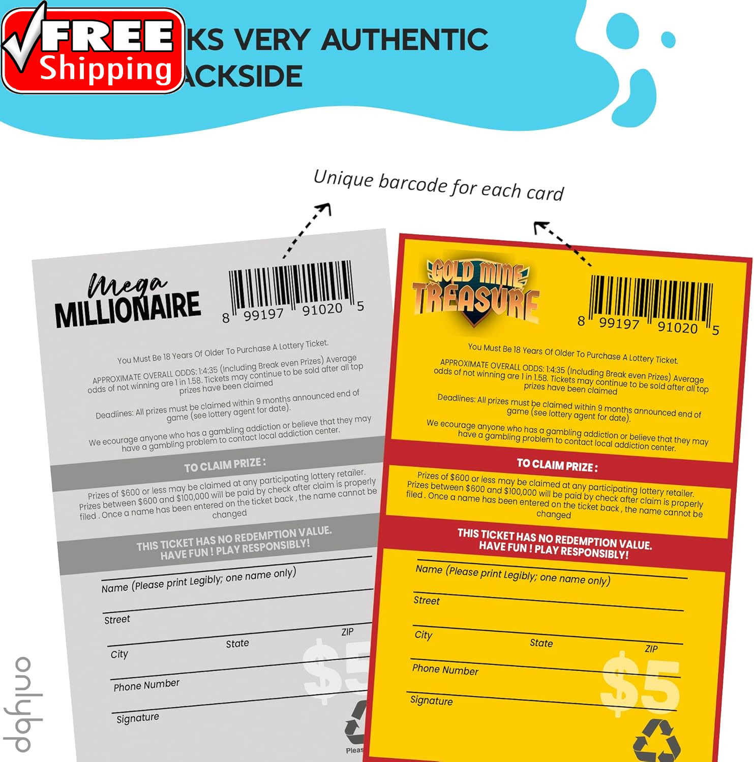 ® 10 Fake Lottery Tickets and Scratch off Cards That Look Real – Winning $1M and