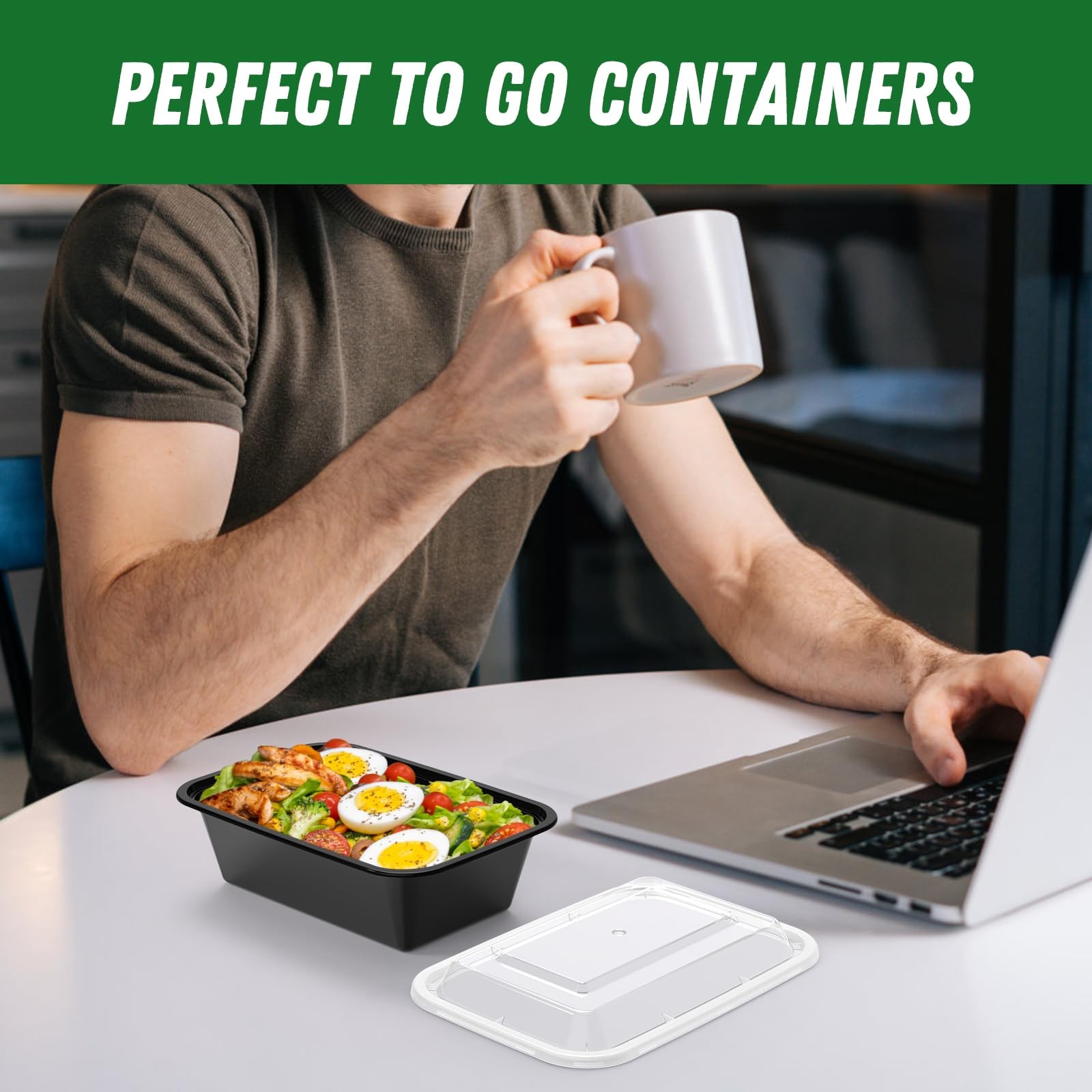 Dealusy 50 Pack (100-Piece) 24 oz Meal Prep Containers Reusable with Lids, Sturd