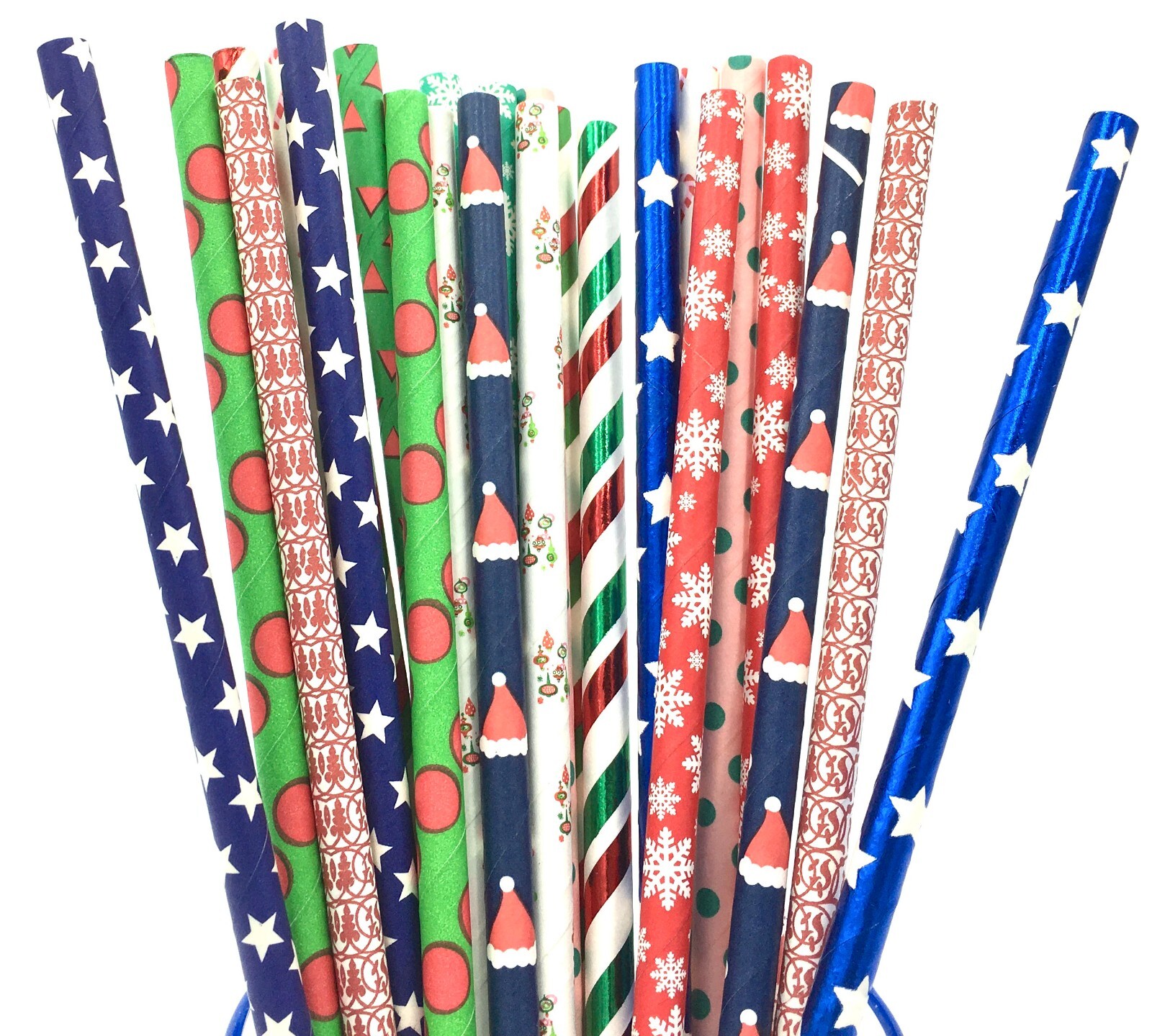 25 MIXED DESIGN RETRO FOIL PAPER DRINKING STRAWS VINTAGE PARTY WEDDING BIRTHDAY