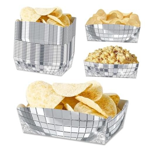 24 Pcs Disco Theme Food Trays – Ball Paper Dinnerware – Party