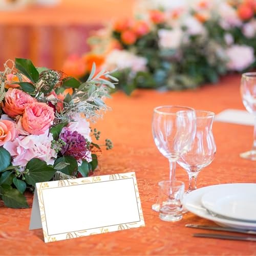 100Pcs Gold Leaf Name Place Cards for Table Setting | Gold Place Cards