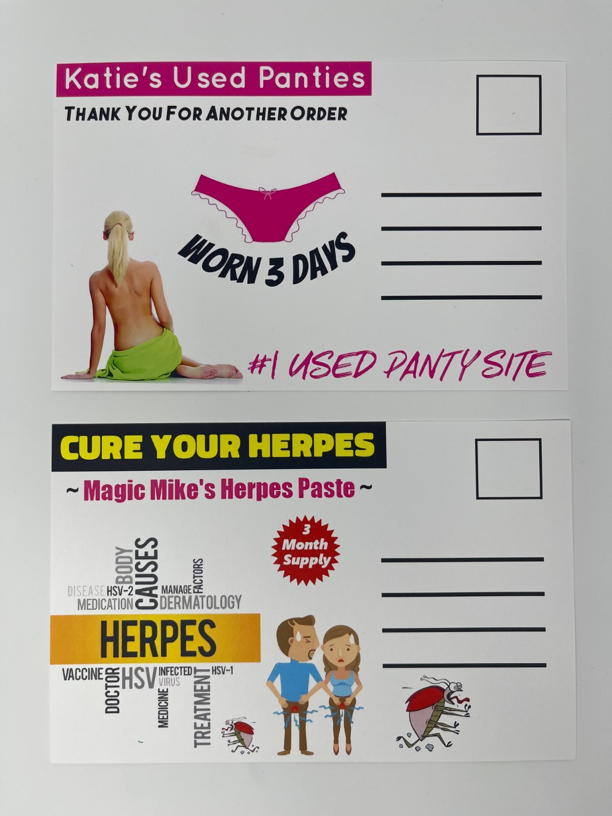 Prank Mail Postcards Funny Joke Revenge Gag Gift Herpes Practical Jokes – 8 Pack