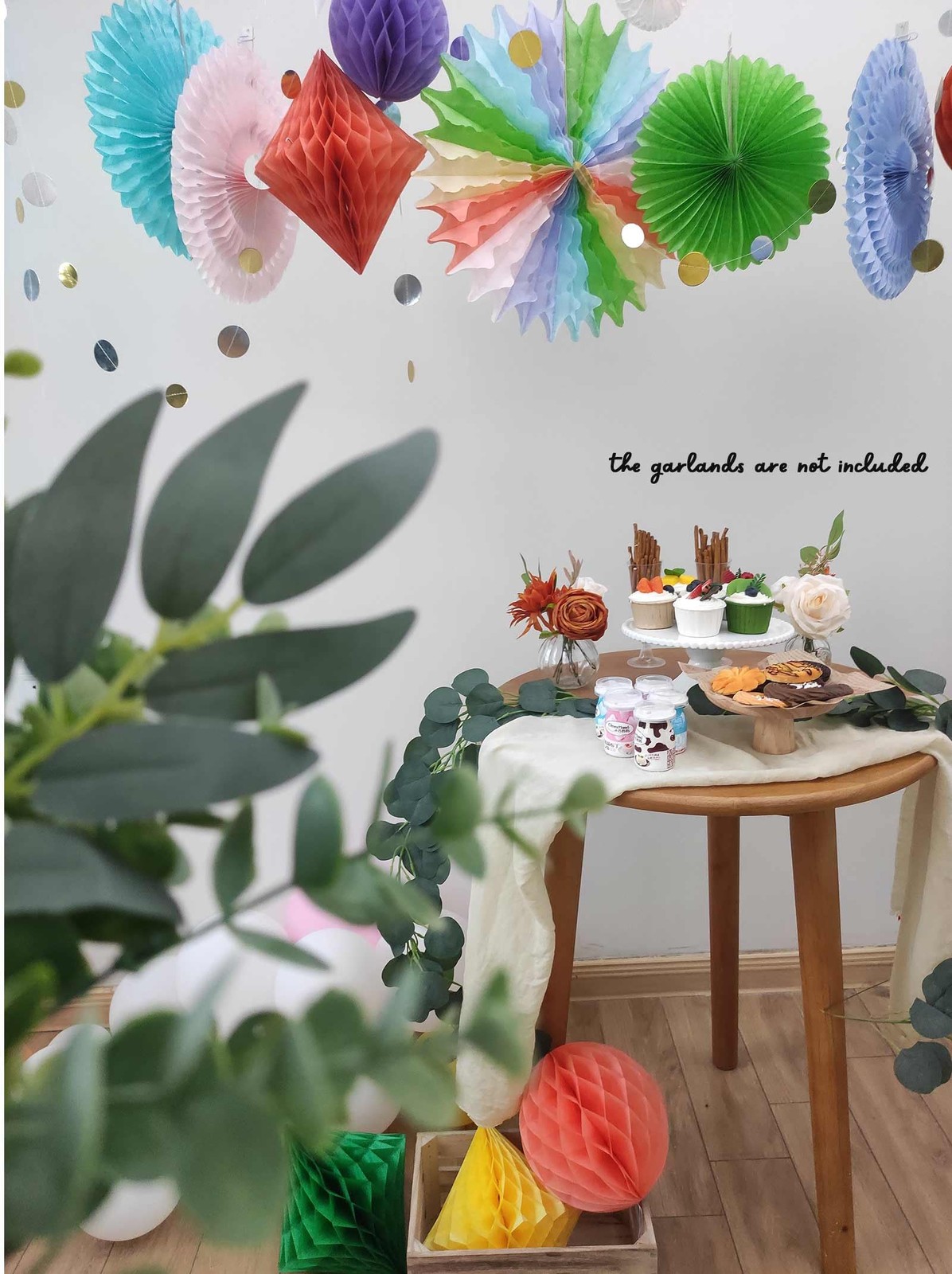 20 PCS Multi-Color Pastel Rainbow Paper Honeycomb Ball Fan Decor Party Supply