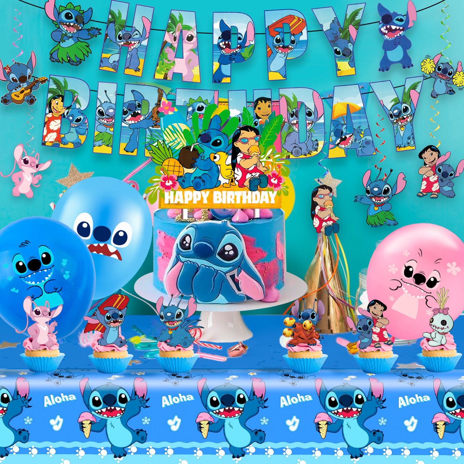 Lilo and Stitch Party Supplies Stitch Birthday Decorations Balloons Set Backdrop