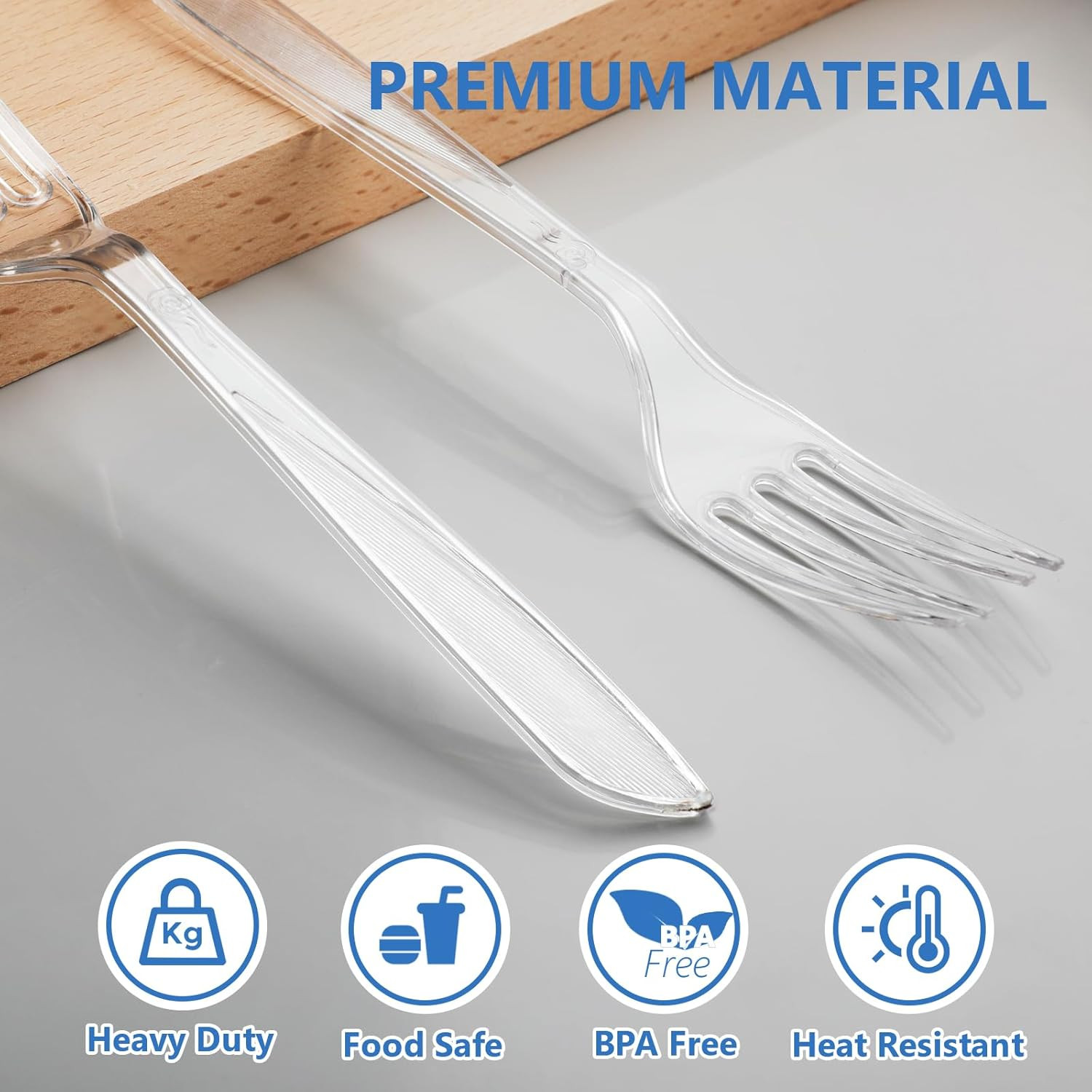SACATR 1000 Count Heavy Duty Clear Plastic Forks,BPA-Free,Heat Resistant Disposa