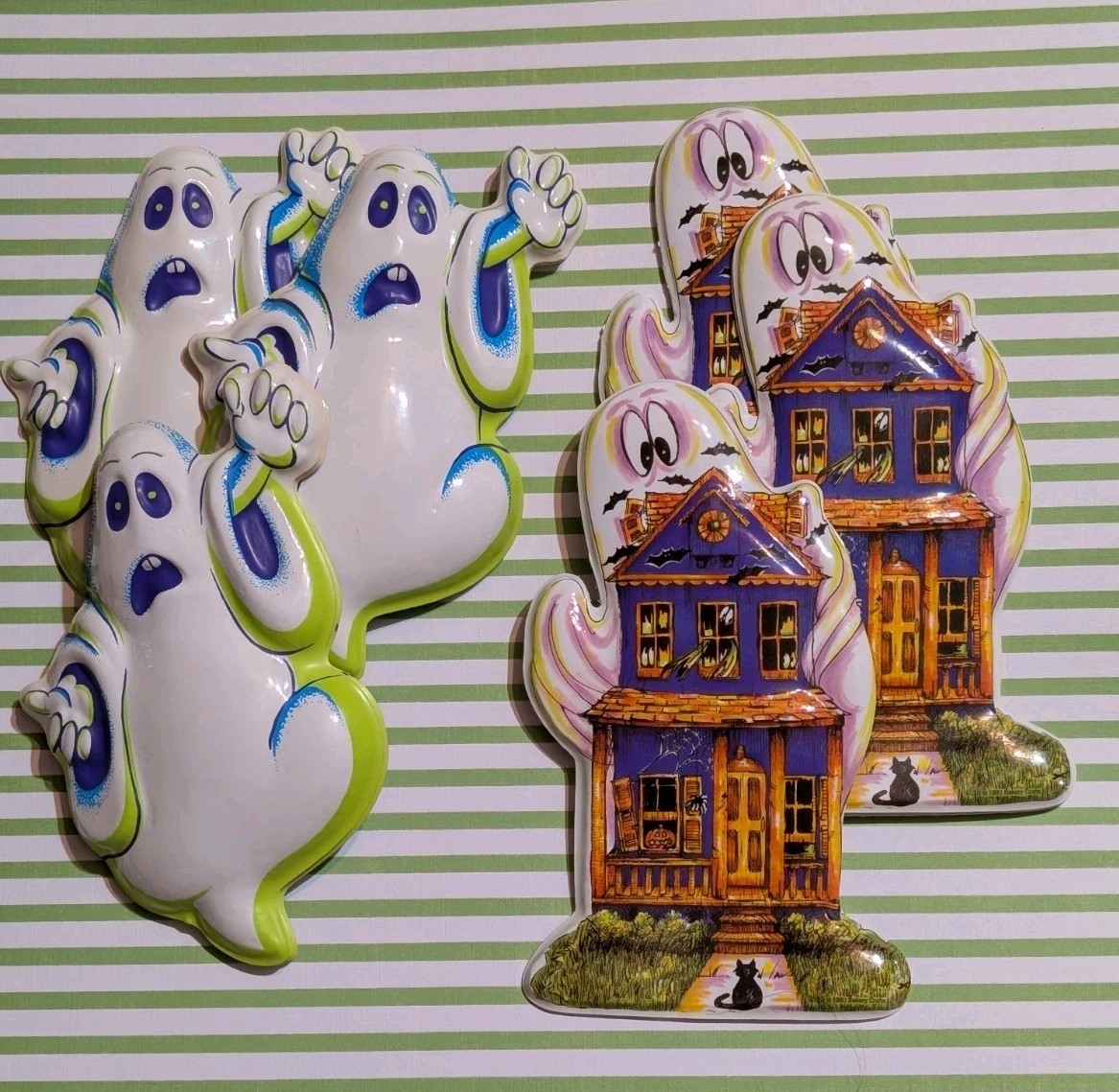 23 Vintage Halloween Cupcake Toppers Ghost Soft Plastic Pop Tops