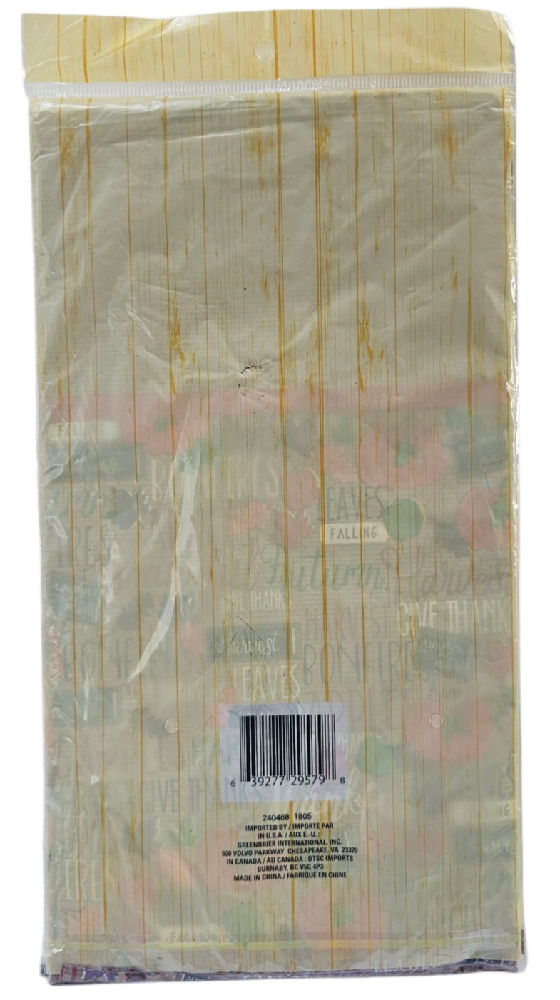 Lot 3 Thanksgiving Plastic Table Cloth Nappe Rectangle 54″ x 108″ Autumn Pumpkin
