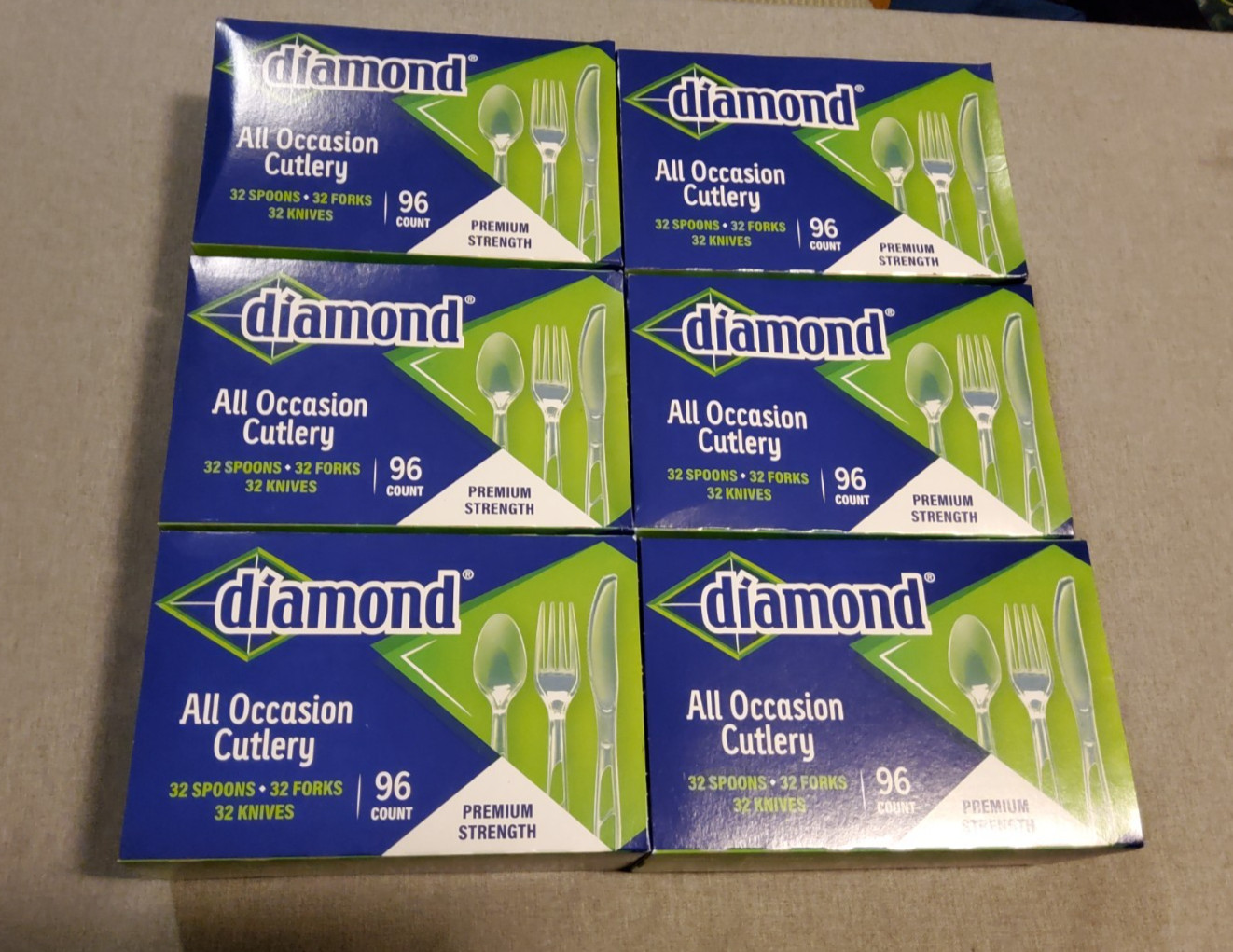 Lot of 6 Boxes Diamond® All Occasion Cutlery Set (96-Count Per Box / 576 Total)