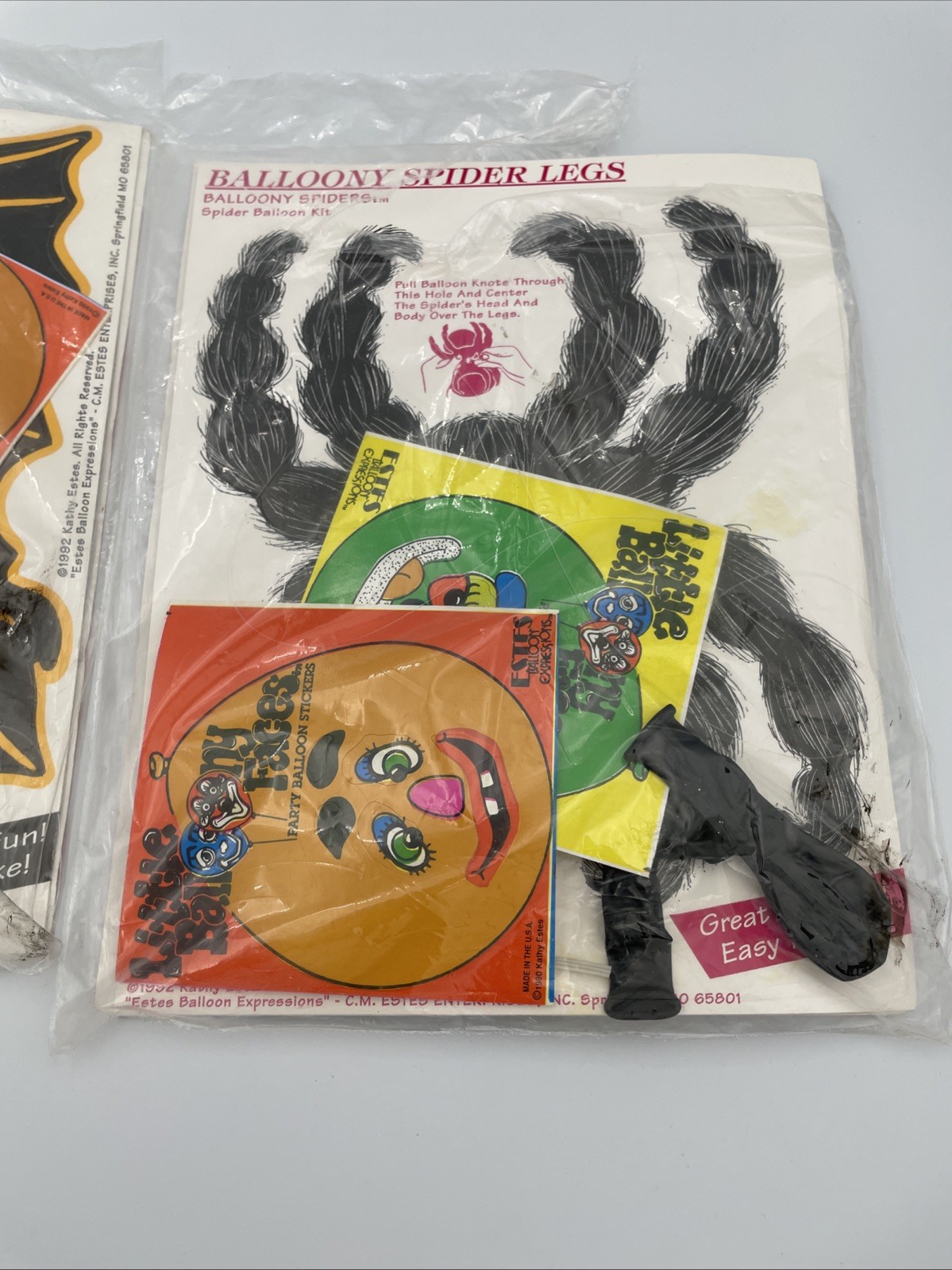 2 VTG Halloween Balloony Spiders And Bats Balloon Kit 1992 Kathy Estes A9