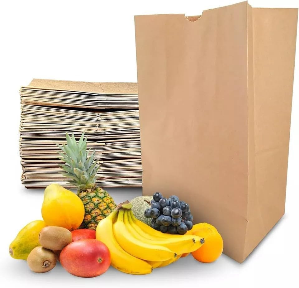 Large Heavy Duty Brown Paper Grocery Bags – 57 Lb Basis Weight, 12X7X17 Inch 1/6