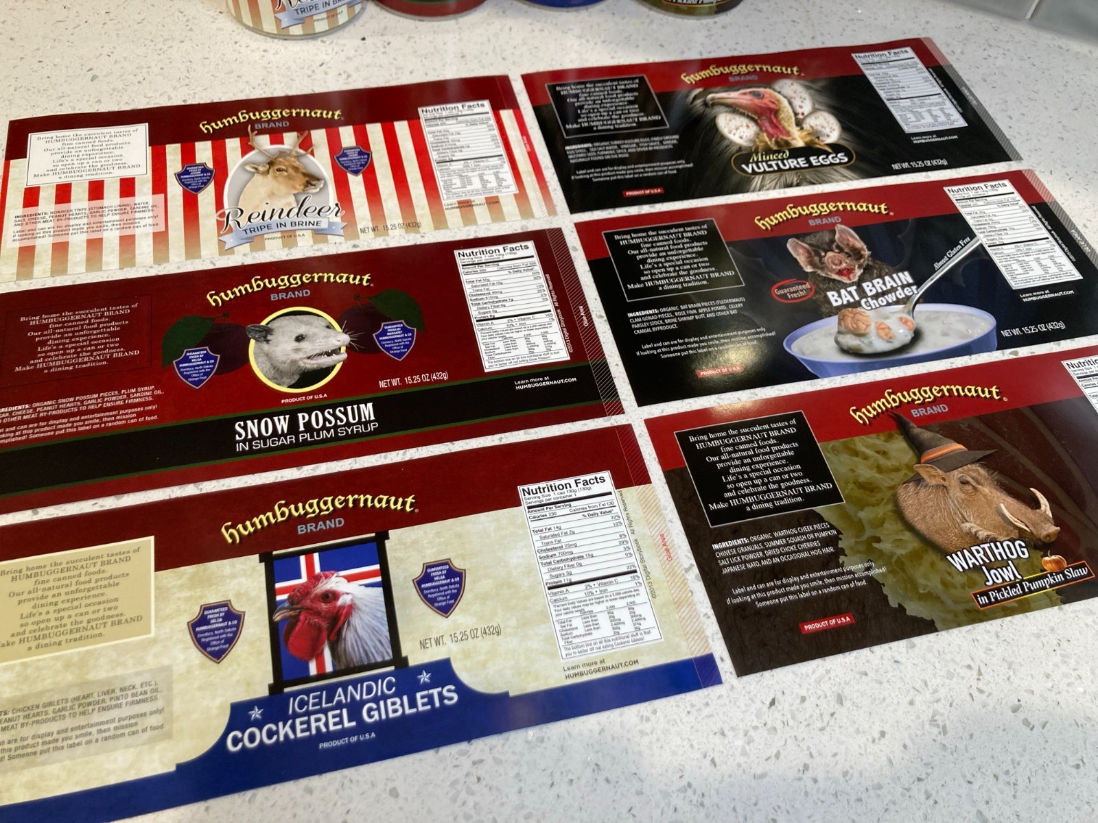 Funny Canned Food Labels (6) -Great Gag White Elephant Gift + FREE GIFT!