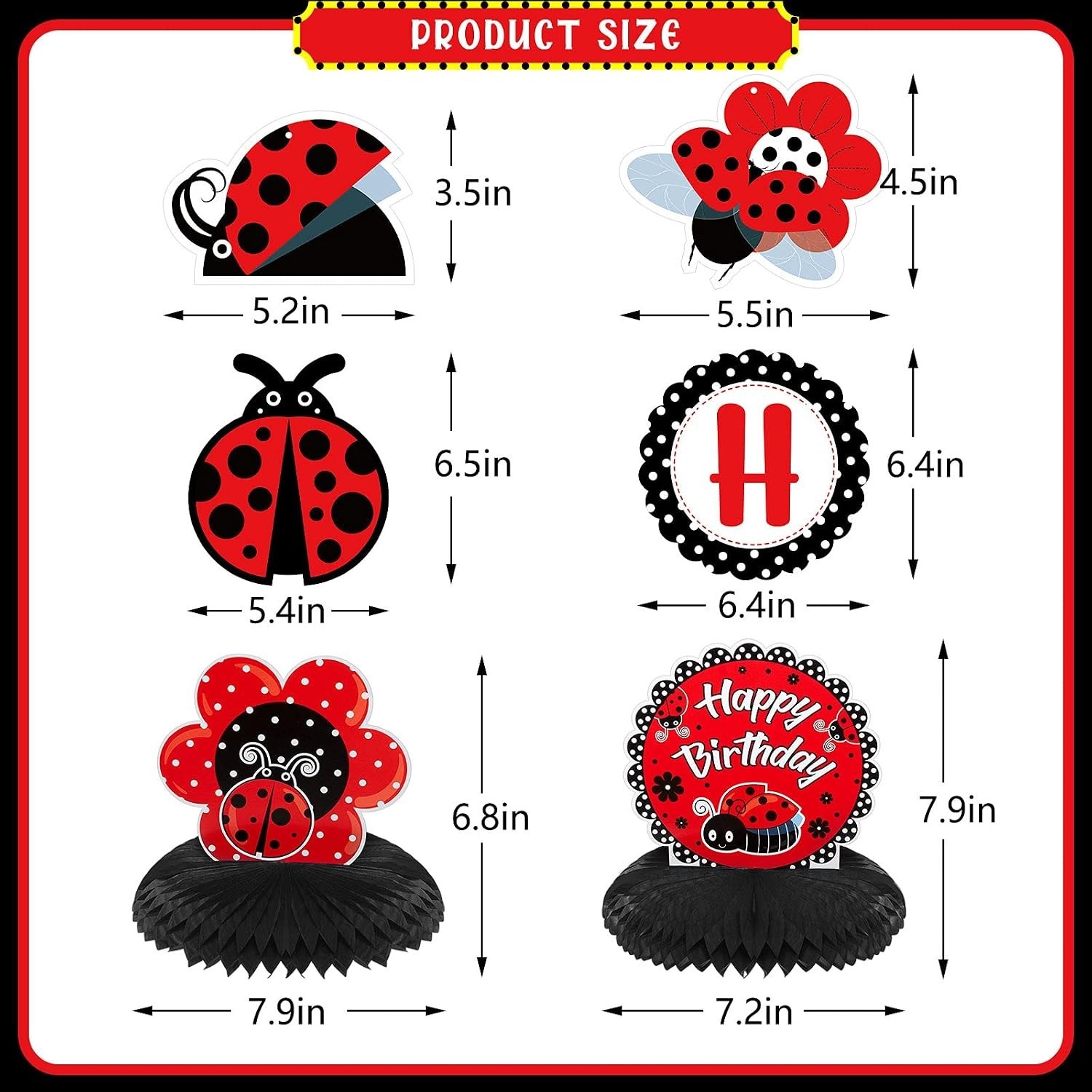 Adorable 28 Pcs Ladybug Themed Decoration Kit for Birthdays and Showers
