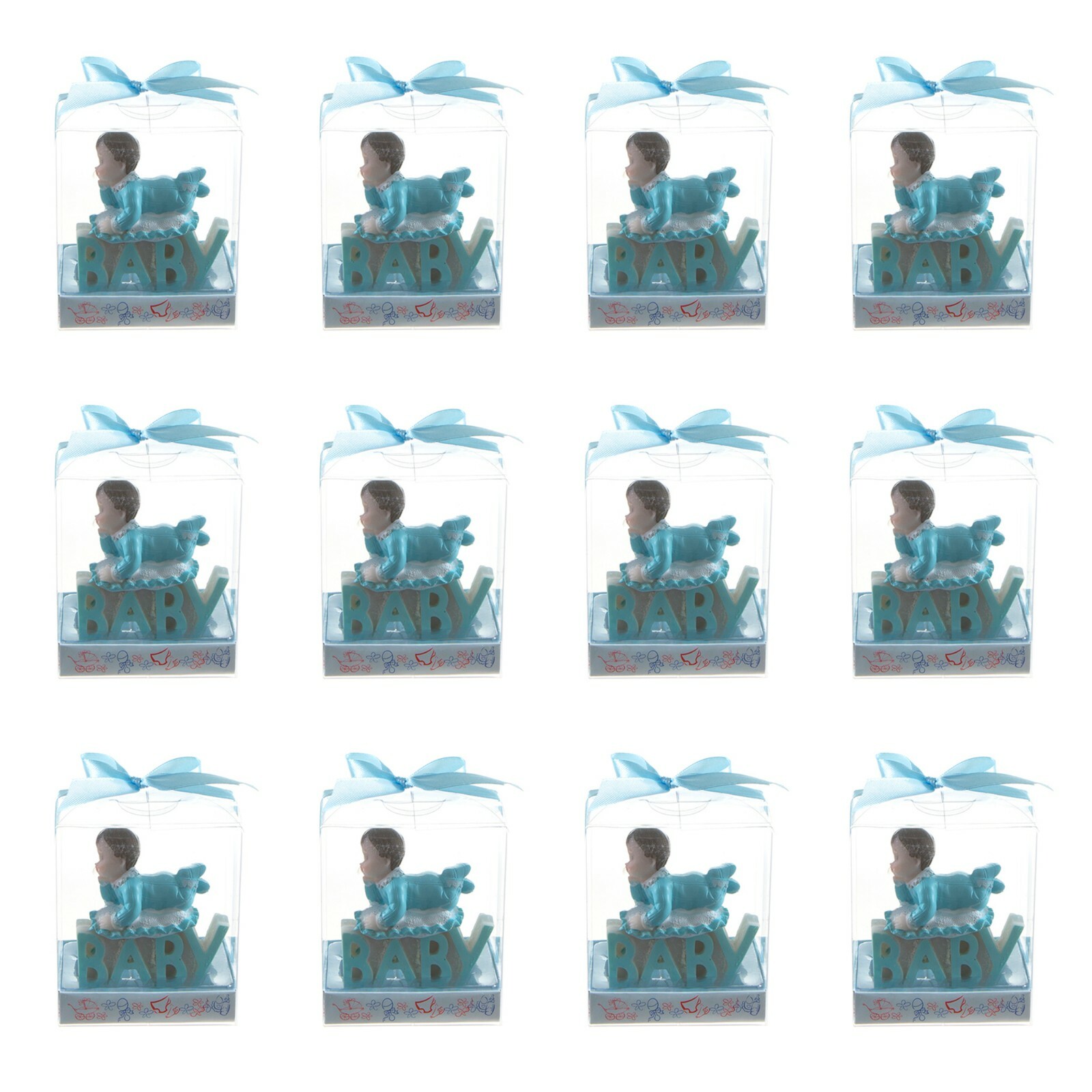 Mega Favors – Baby Boy on top of “Baby” Phrase Poly Resin – Blue, 12PCS