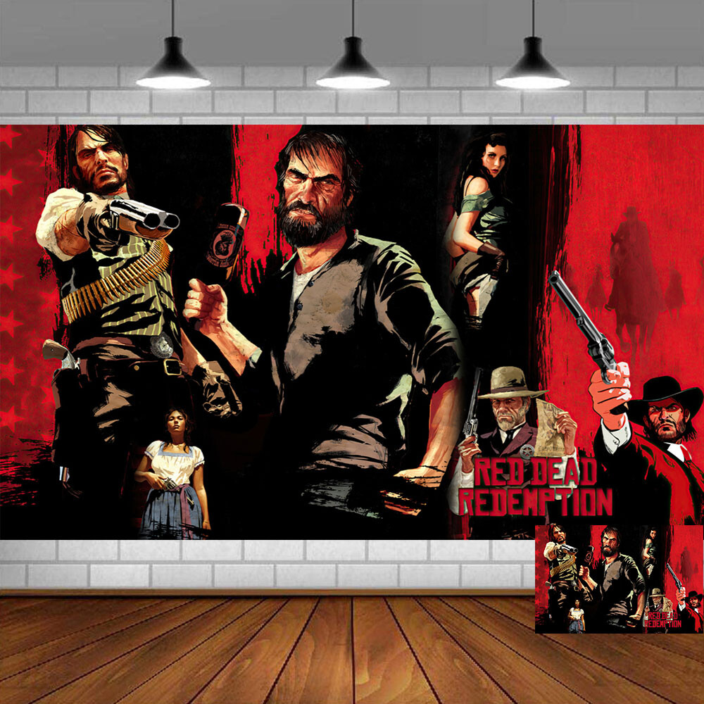 Red Dead Redemption Party Decorations Backdrop Banner Poster Birthday Gift