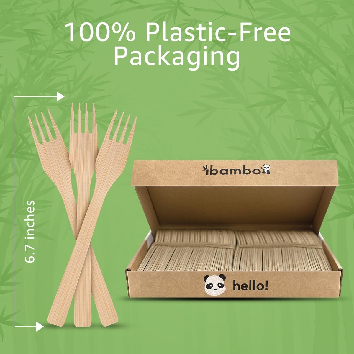 Ibambo 100% Bamboo Forks – 2400 Compostable Forks, Disposable or Reusable