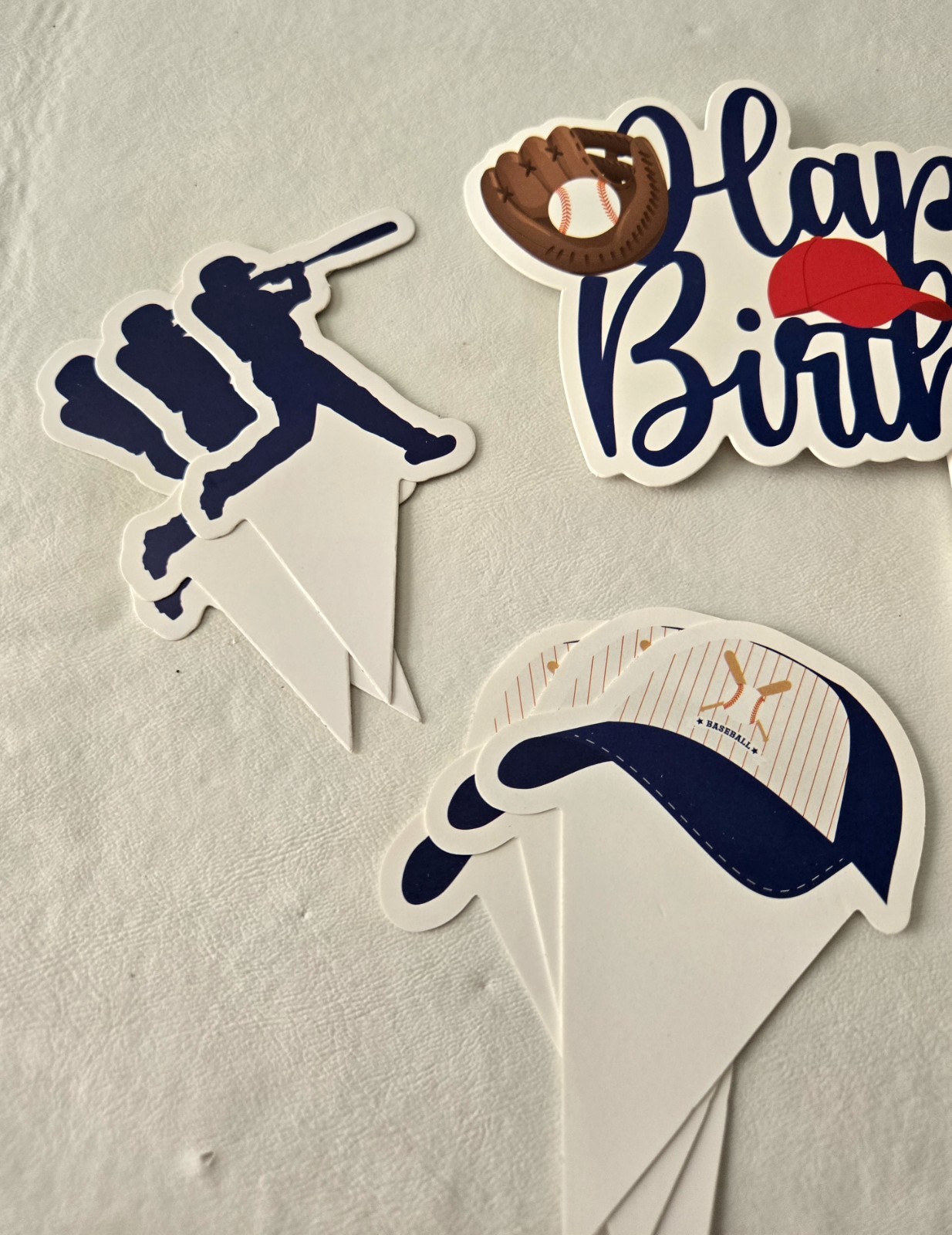 Baseball Birthday Cake Topper and 12 Cupcake Topper Set