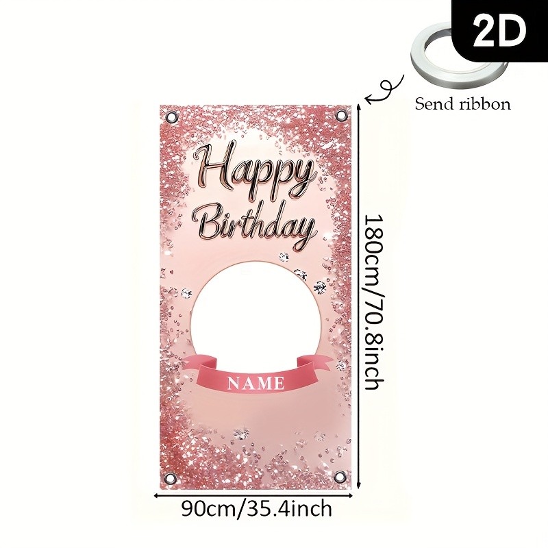 1pc 2D Personalized Birthday Poster Customizable Name Photo Party Banner Decor ♤