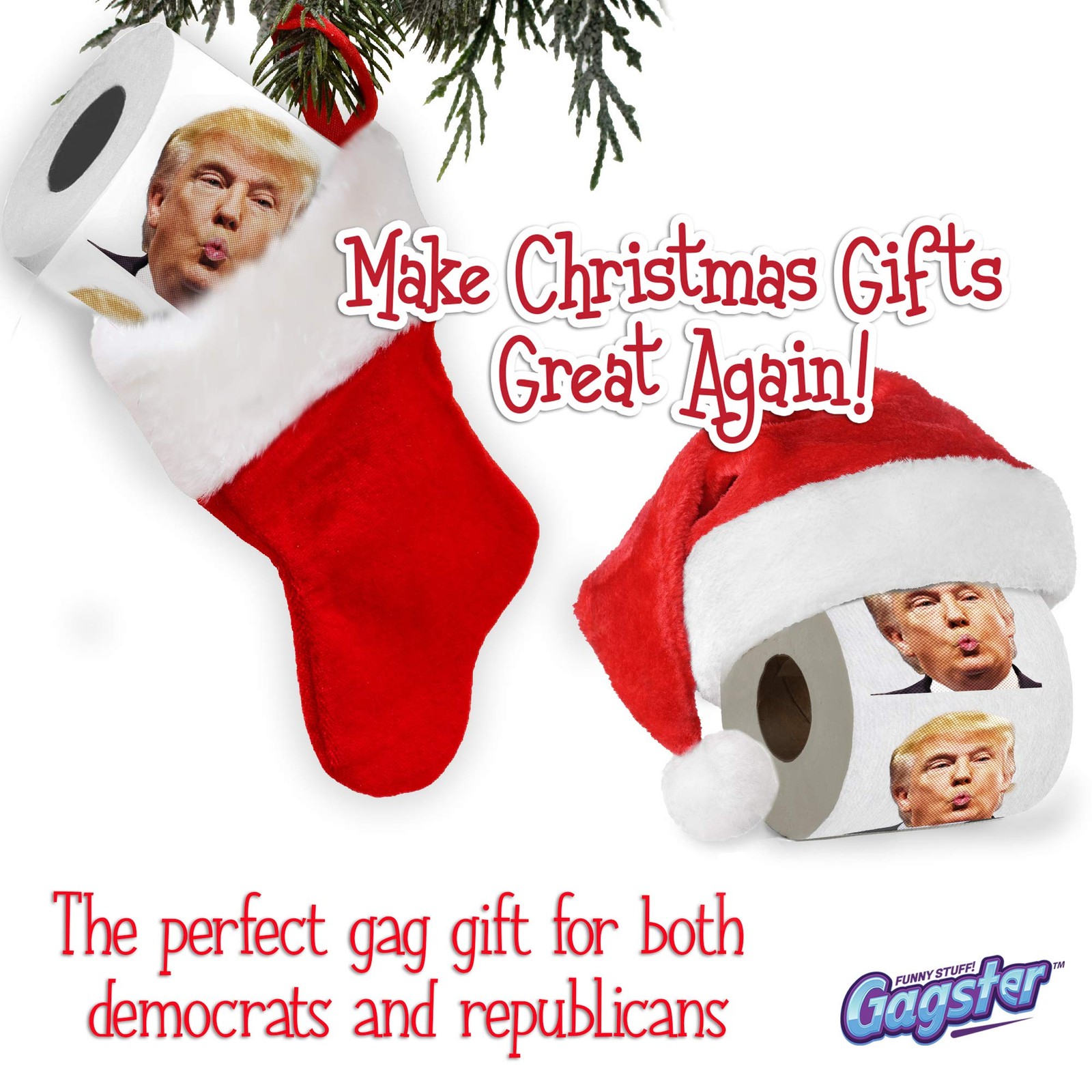 Trump Political Toilet Paper Roll by Gagster – 3 Ply Funny Novelty Gag TP with F