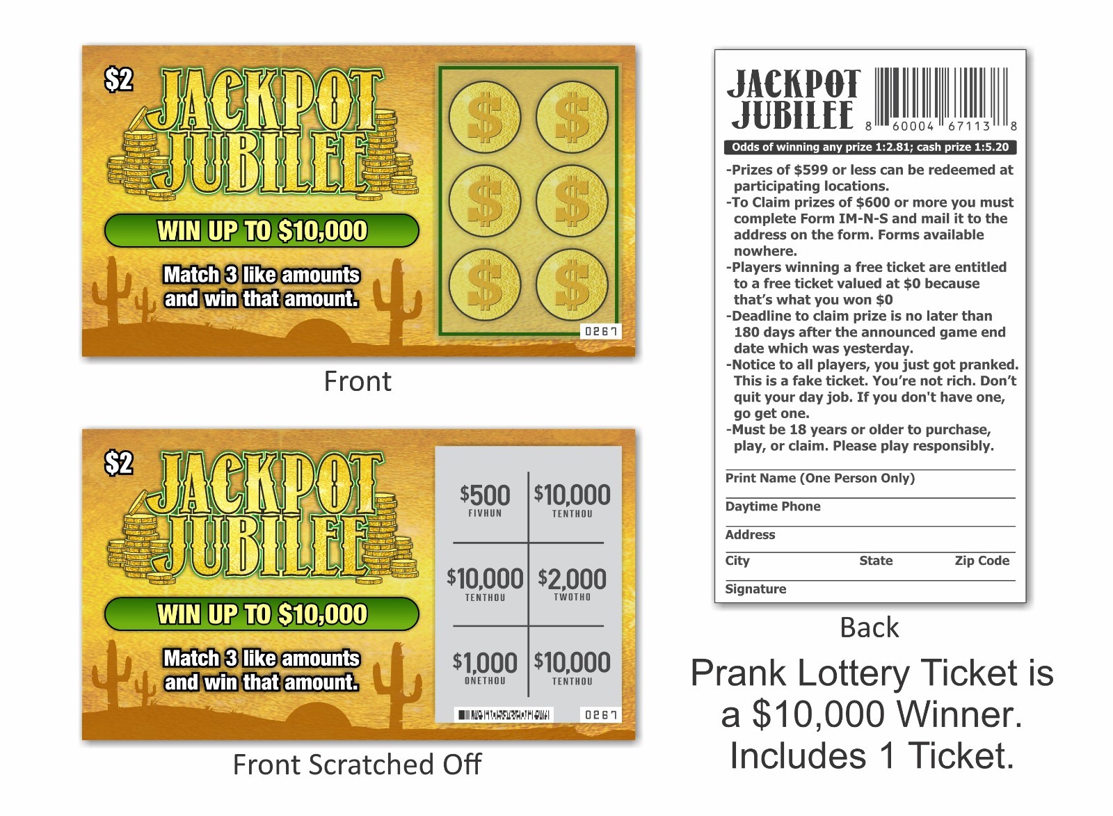 Prank Kit Bundle Fake Lottery Tickets Parking Violation Gag Set Funny