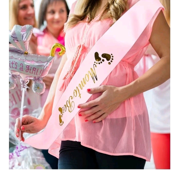 5 Pc Pink Maternity Sash Set Daddy and Mommy to be Corsage Pin Baby Shower