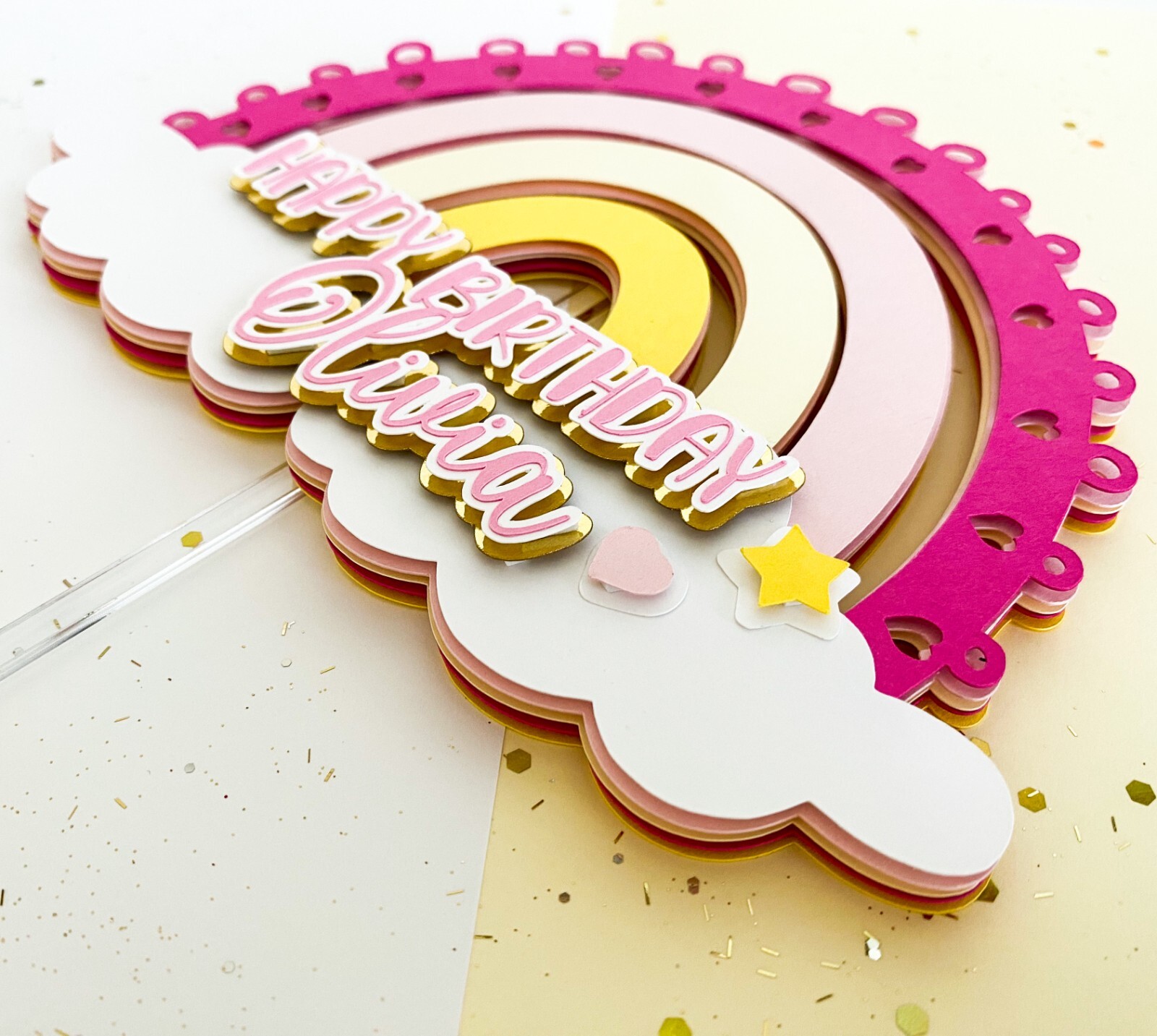 Custom 3D Rainbow Cake Topper, Rainbow Party, Custom name and age cake topper
