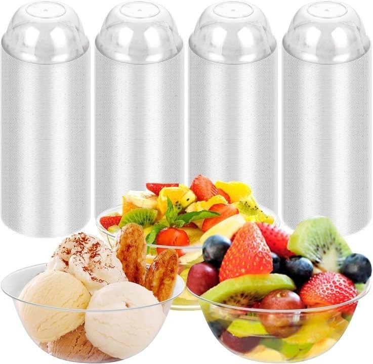 100 Pack Clear Plastic Bowls 10 OZ Clear Plastic salad bowls disposable Hard …