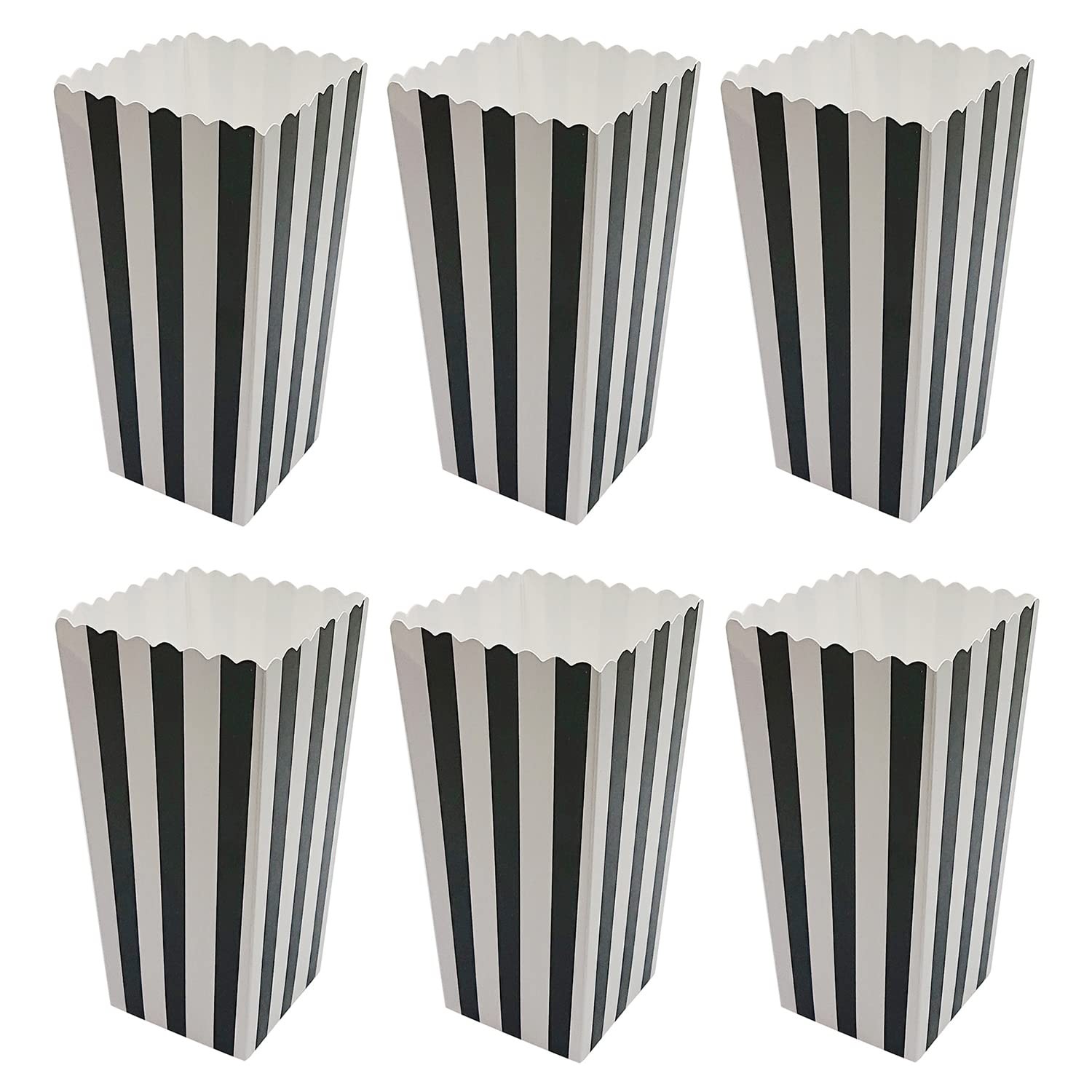 36 PCS Popcorn Boxes Mini Paper Cardboard Container White Black Stripes