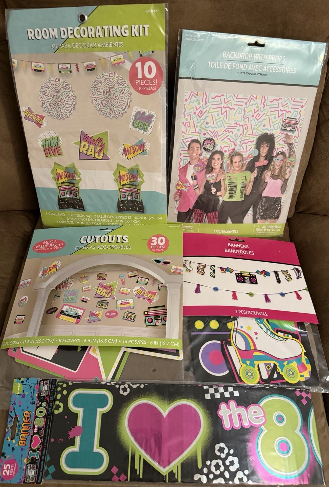 Amscan 80’s Night Party Decoration Kit Free shipping 5 Pieces