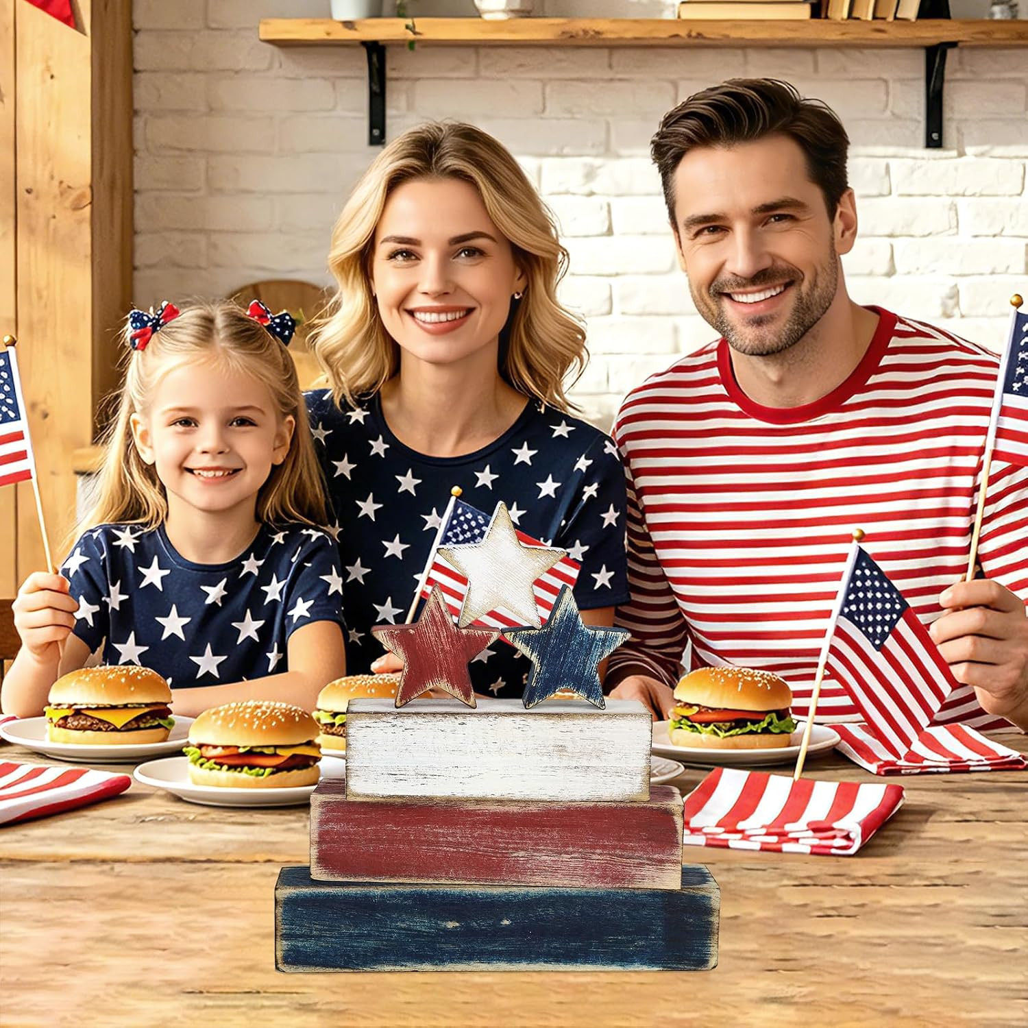 4Th of July Table Decorations, Red White Blue Decorations, Retro Patriotic Memor