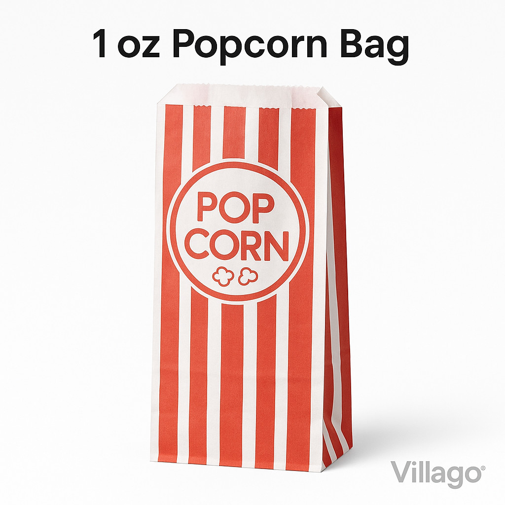 Carnival King Popcorn Bags 1 oz 3.5×2.25×8.25 Red/White – 100/250/500/1000 PCS