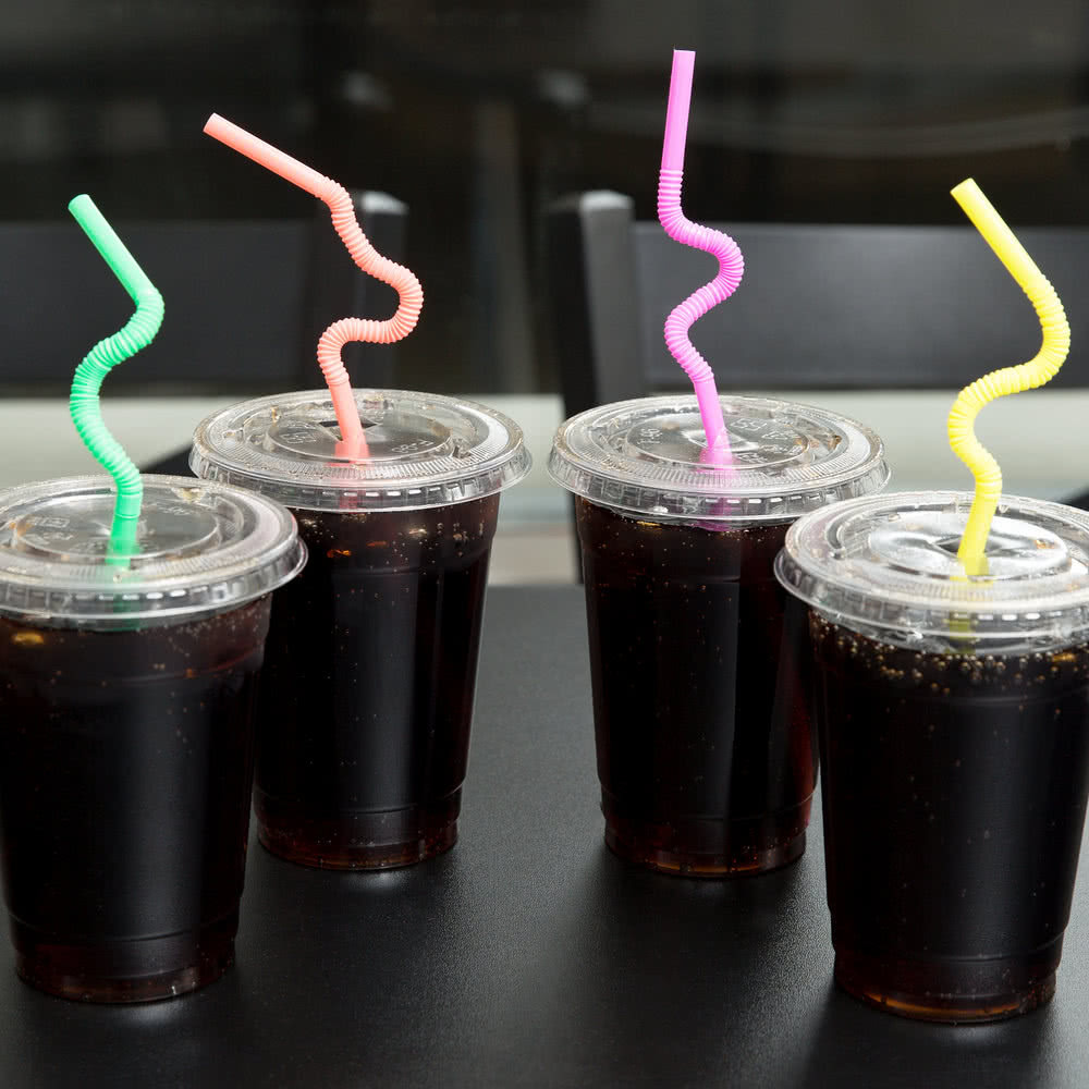 Jumbo Neon Crazy Flexible Straws 8 3/4″ 25 – 2000 Free Shipping USA Only